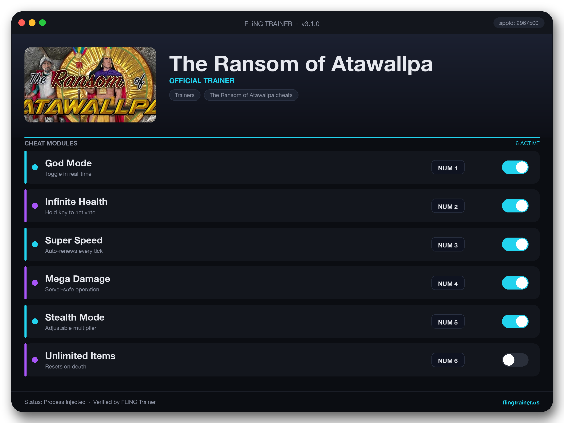 The Ransom of Atawallpa Trainer interface