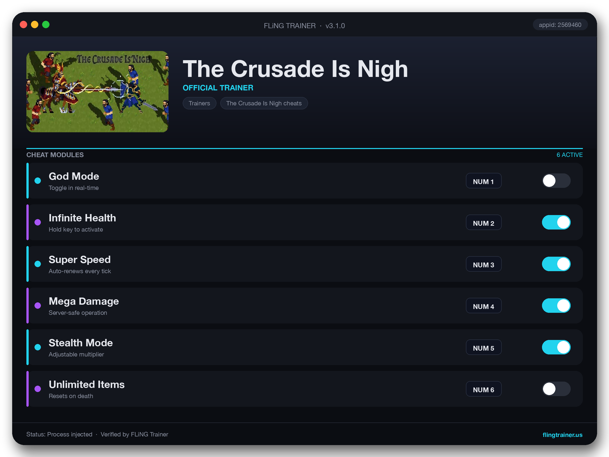 The Crusade Is Nigh Trainer interface