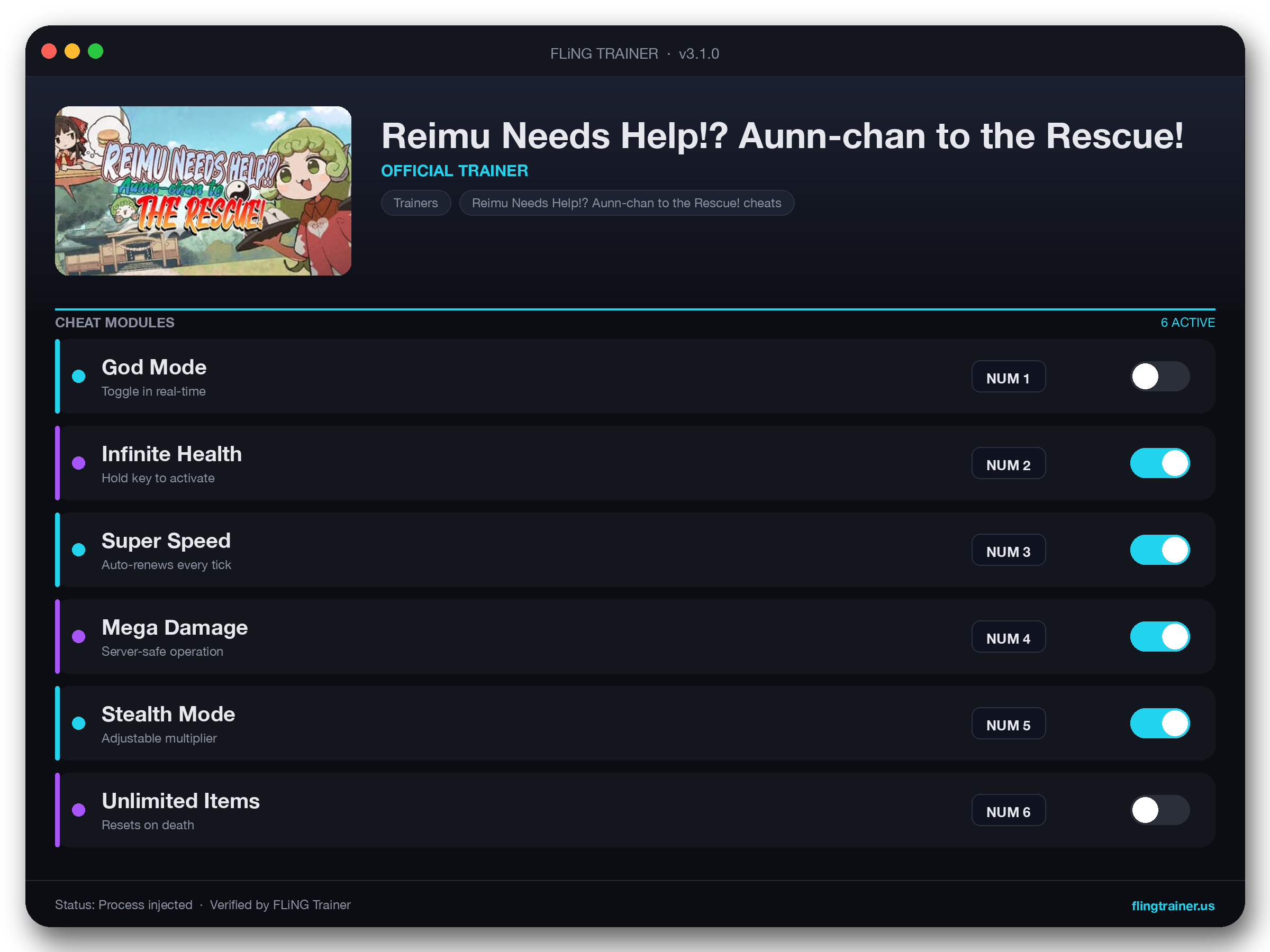 Reimu Needs Help!? Aunn-chan to the Rescue! Trainer interface