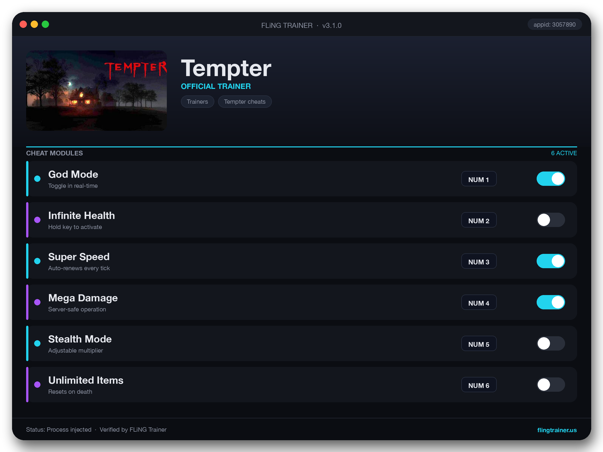 Tempter Trainer interface