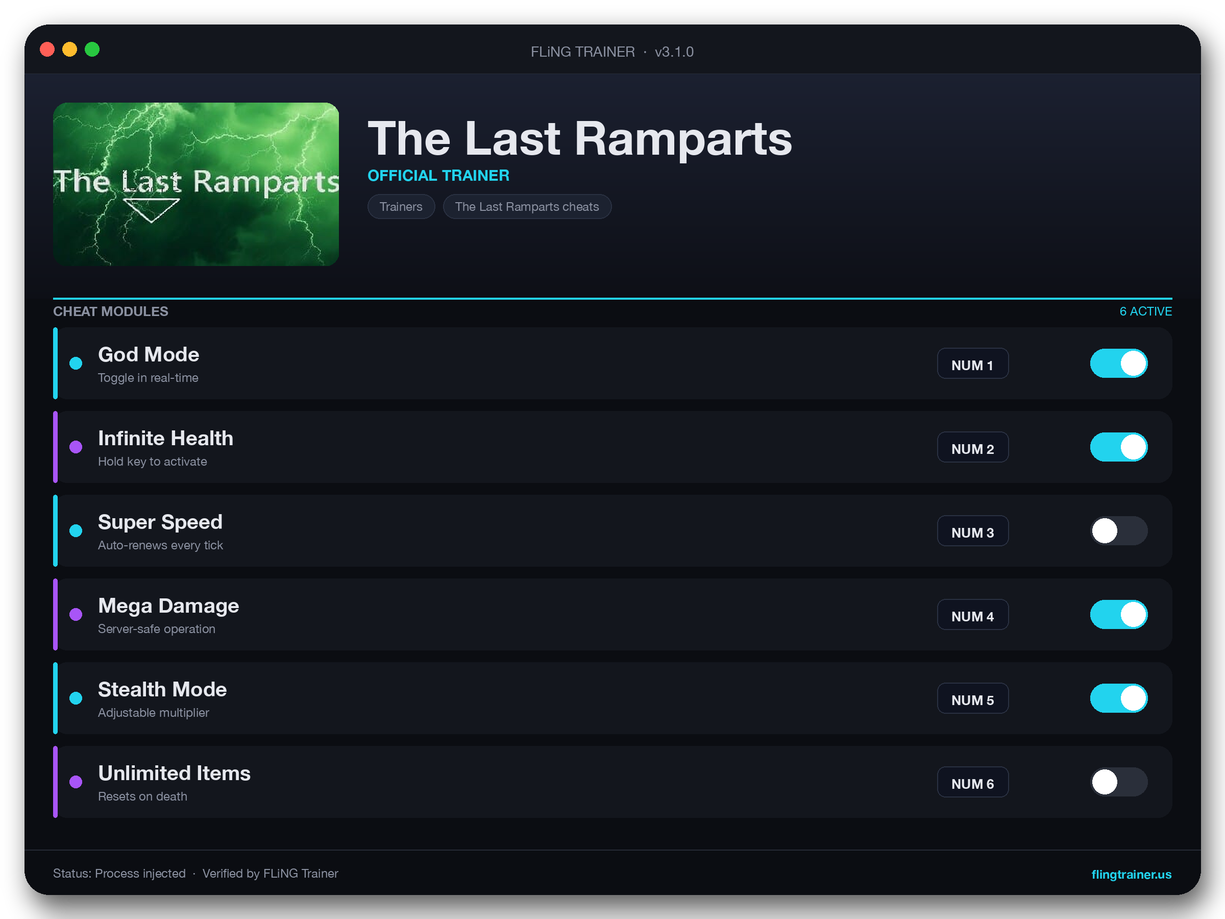 The Last Ramparts Trainer interface