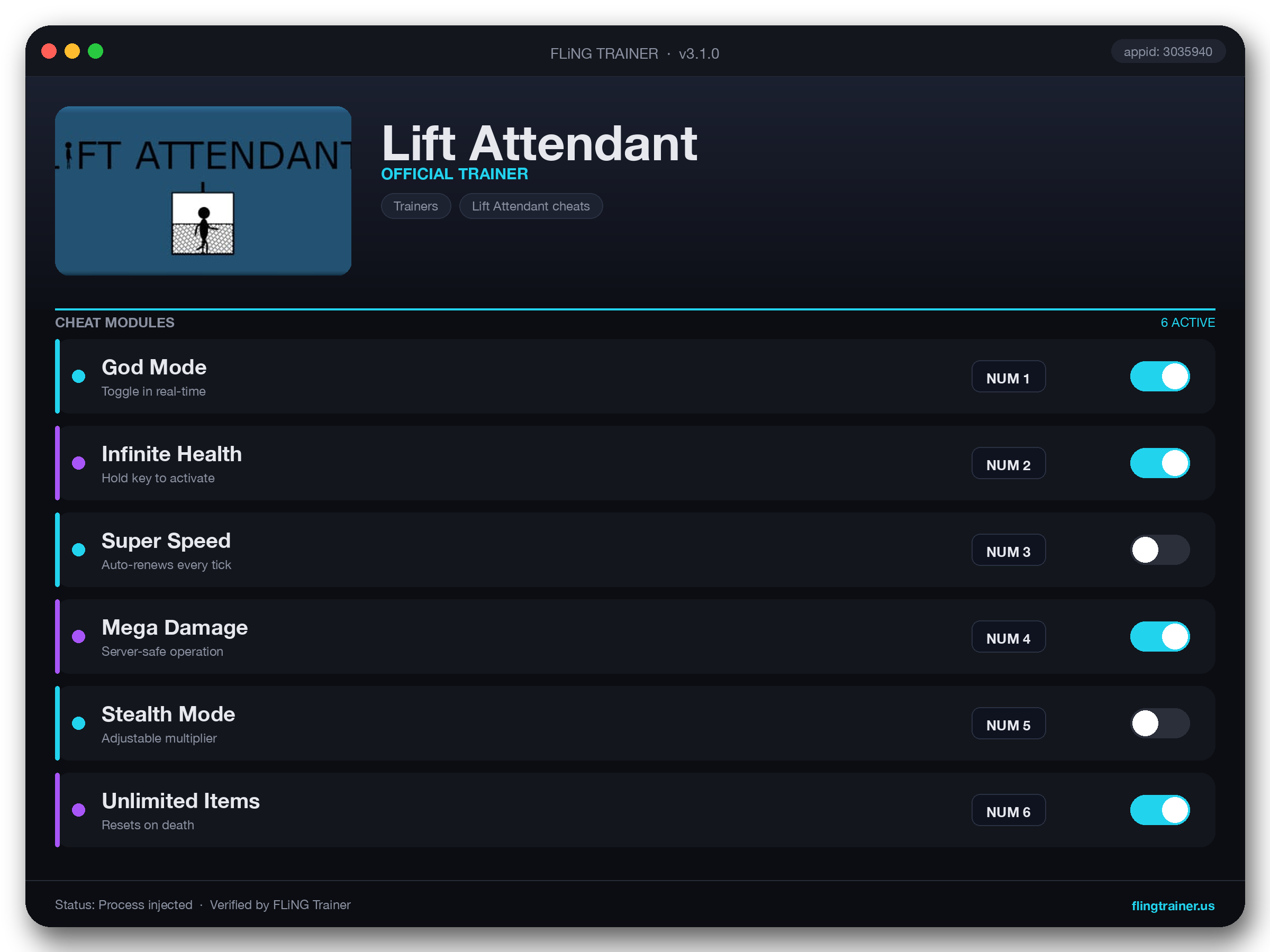 Lift Attendant Trainer interface