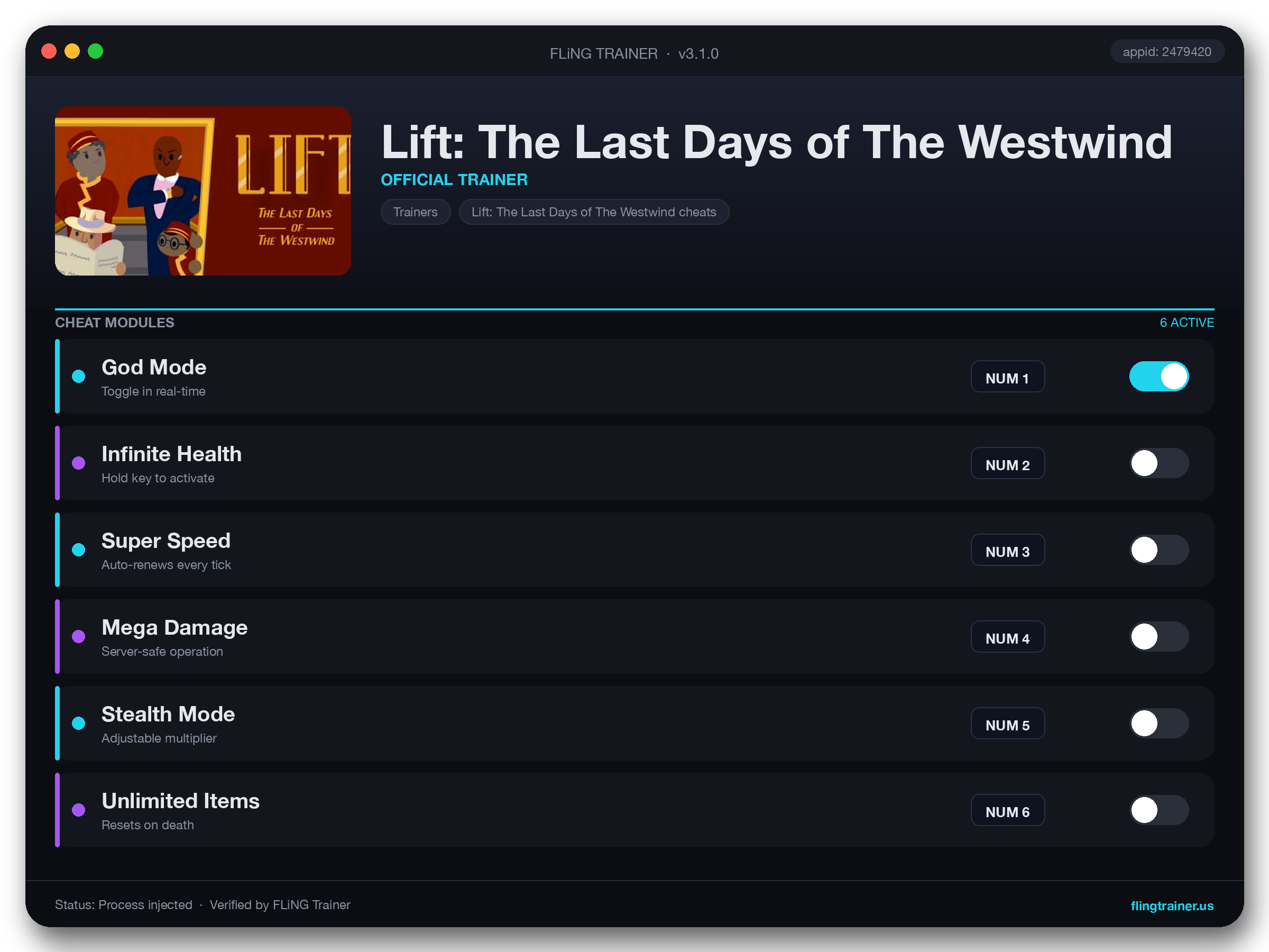 Lift: The Last Days of The Westwind Trainer interface