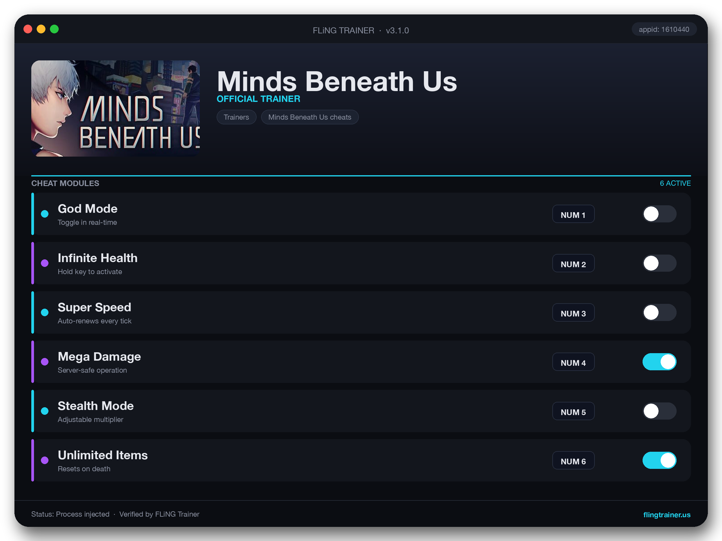 Minds Beneath Us Trainer interface