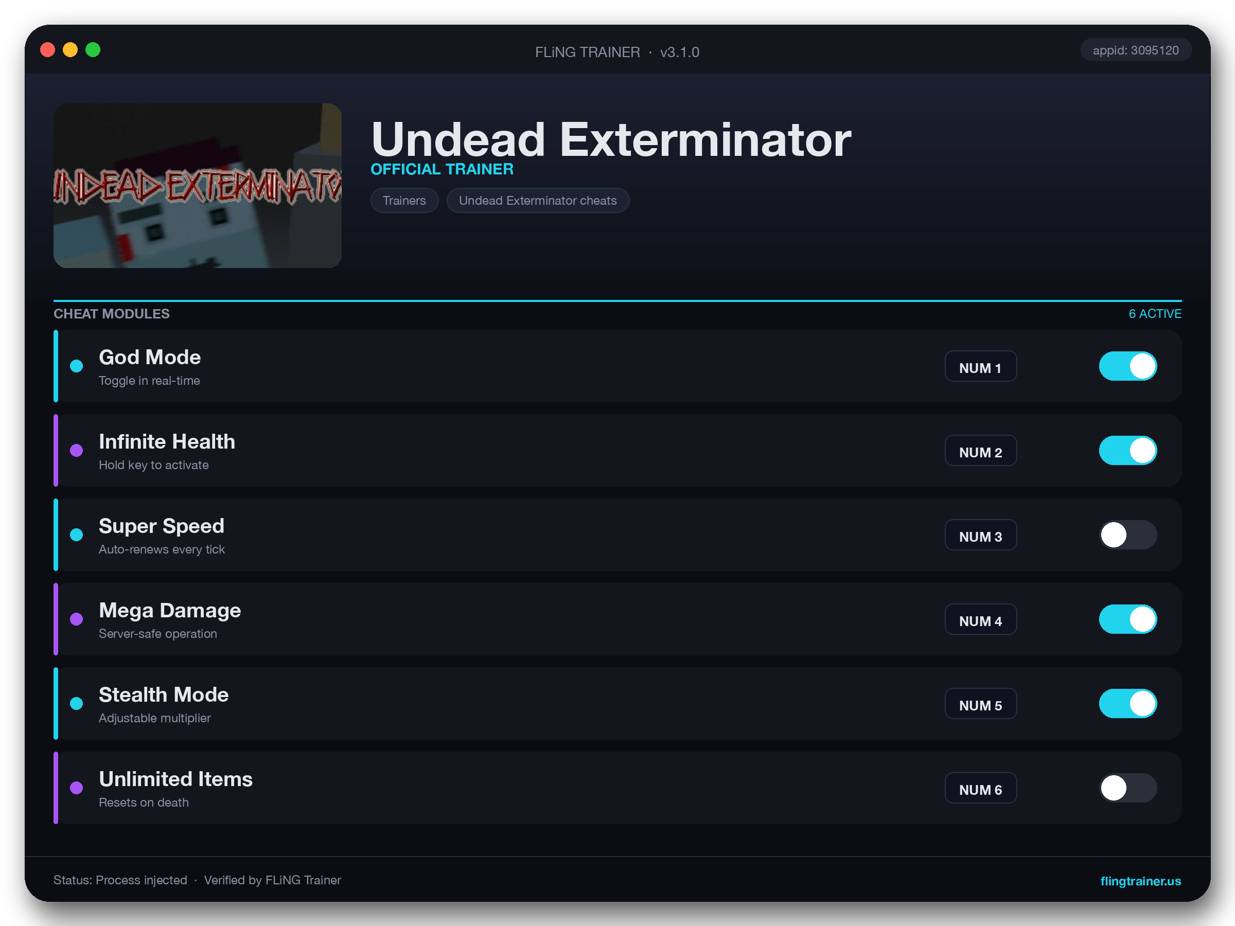 Undead Exterminator Trainer interface