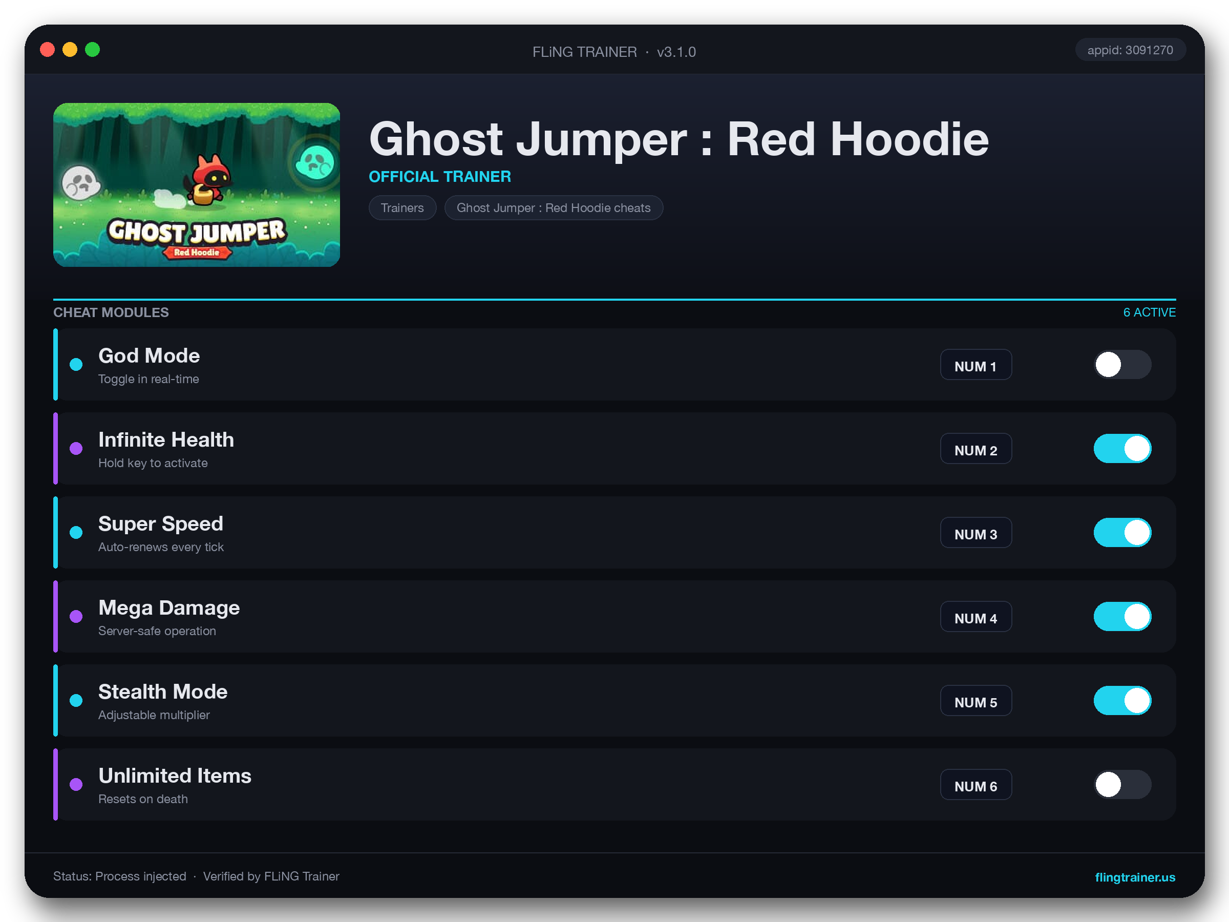 Ghost Jumper : Red Hoodie Trainer interface