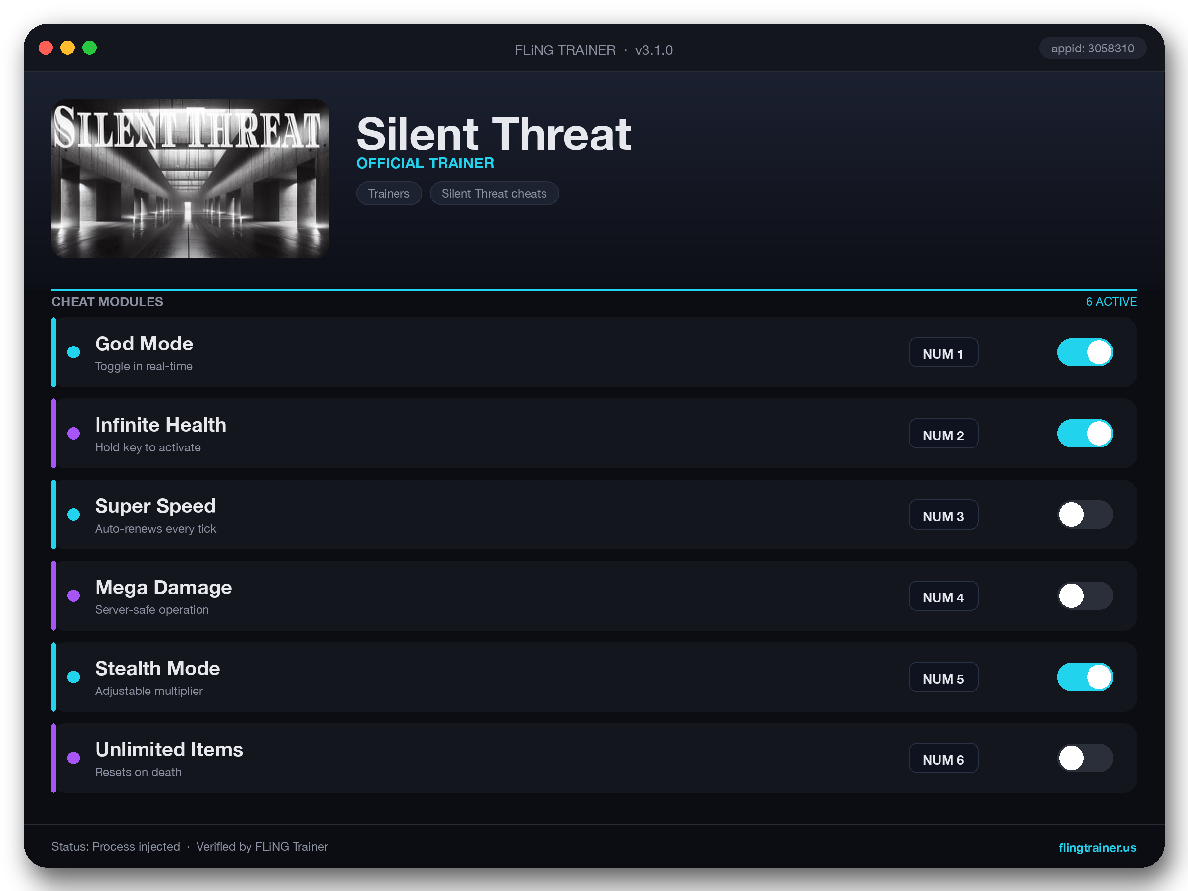 Silent Threat Trainer interface