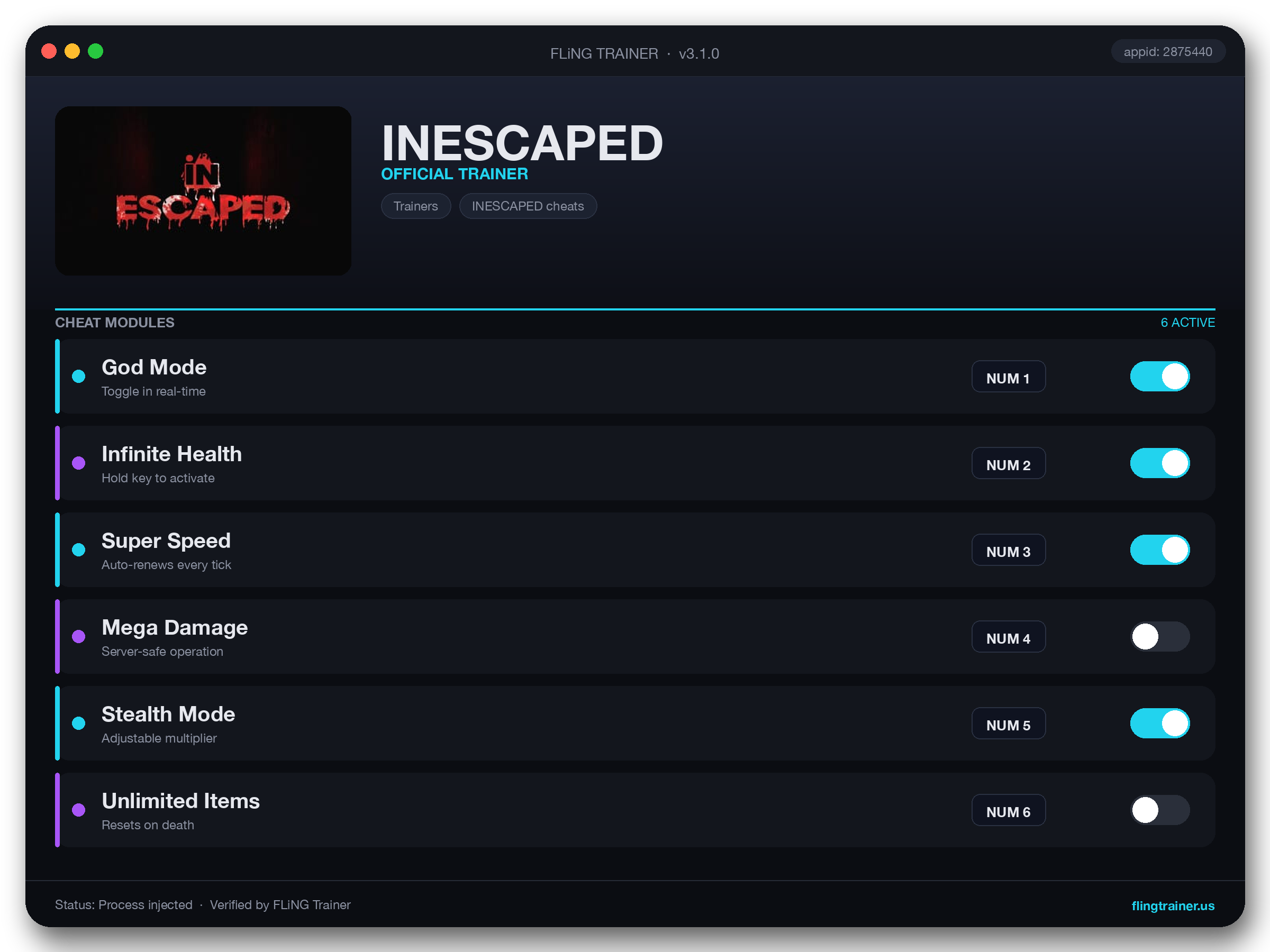 INESCAPED Trainer interface