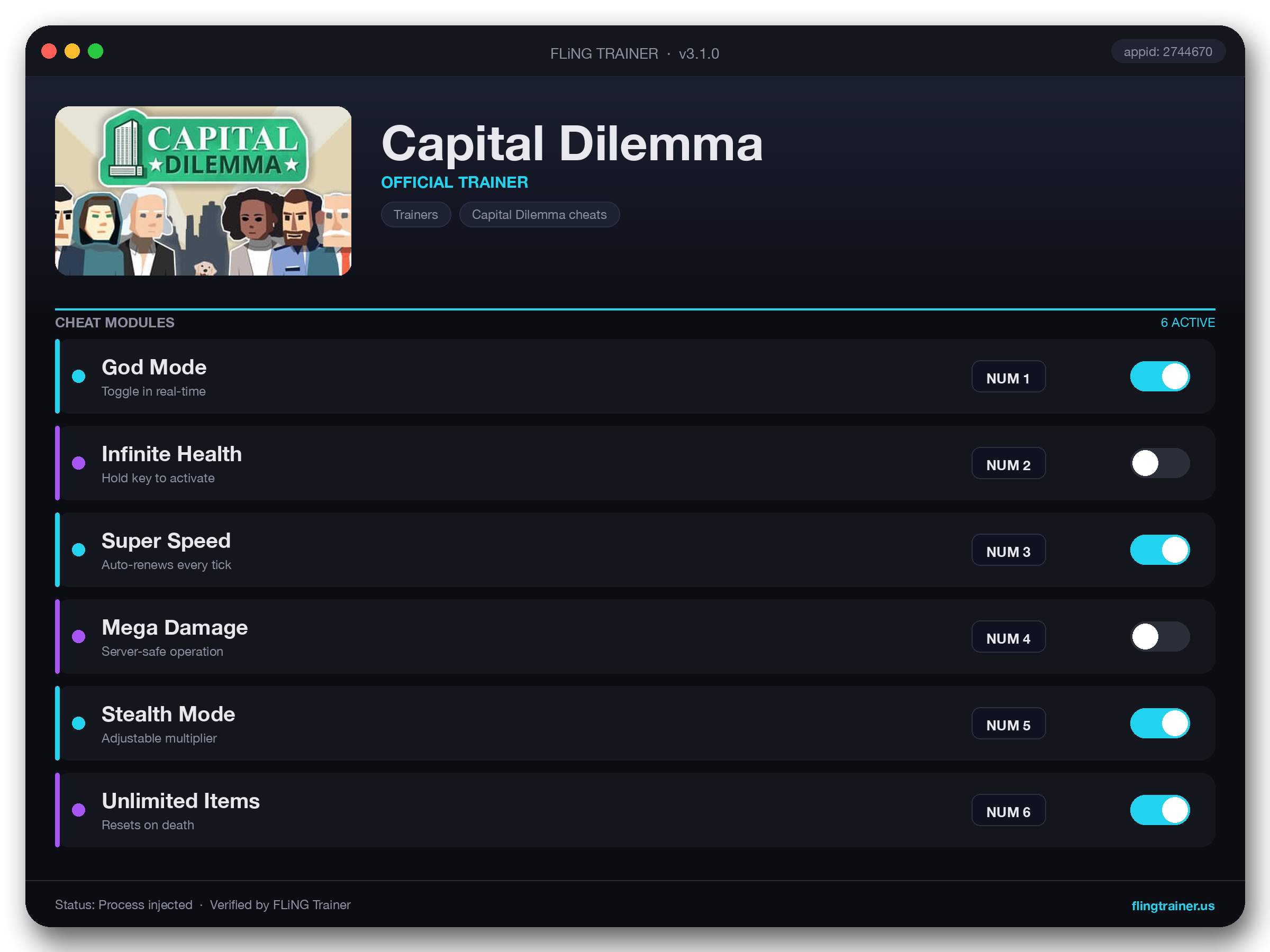 Capital Dilemma Trainer interface