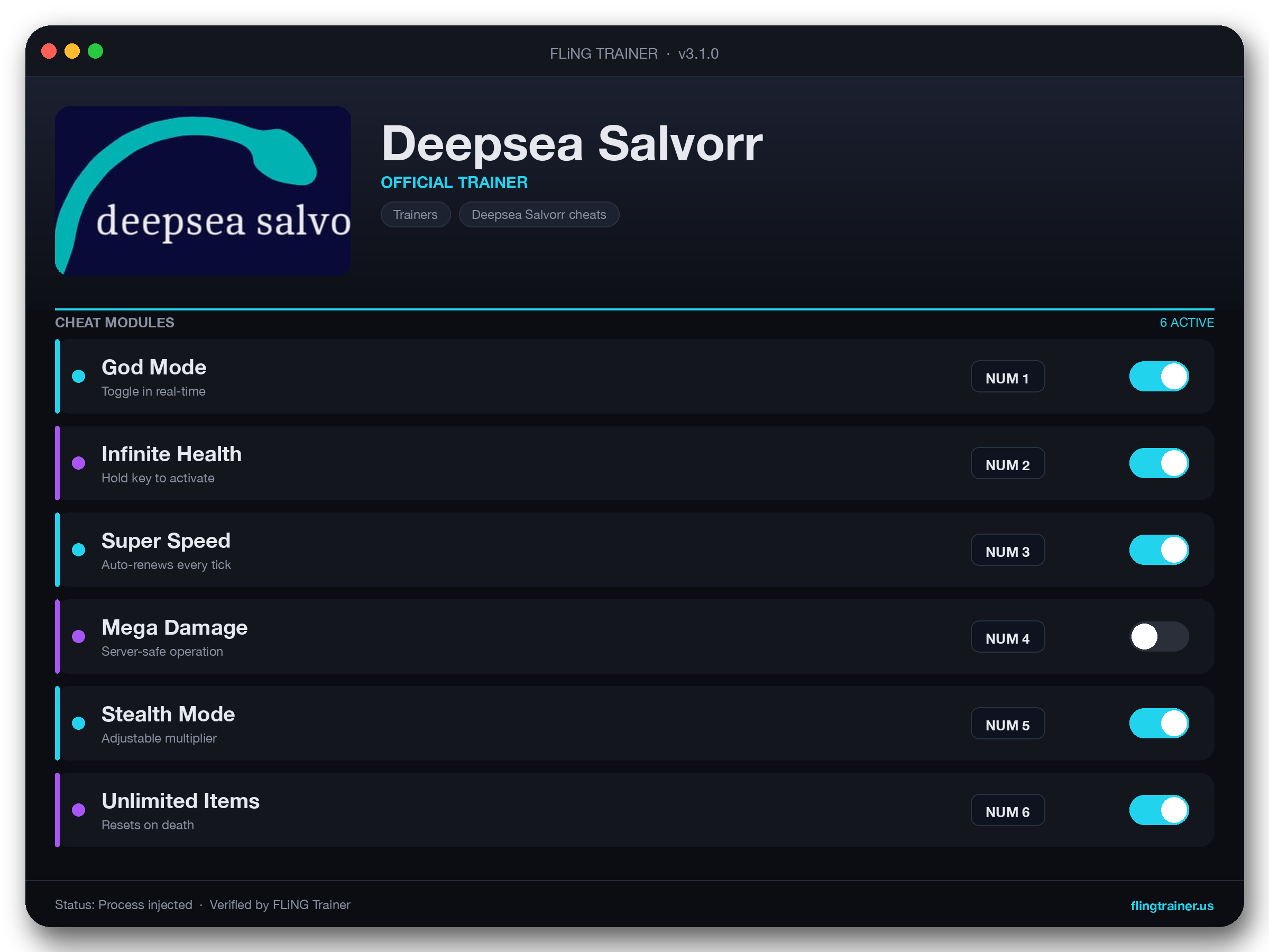 Deepsea Salvorr Trainer interface