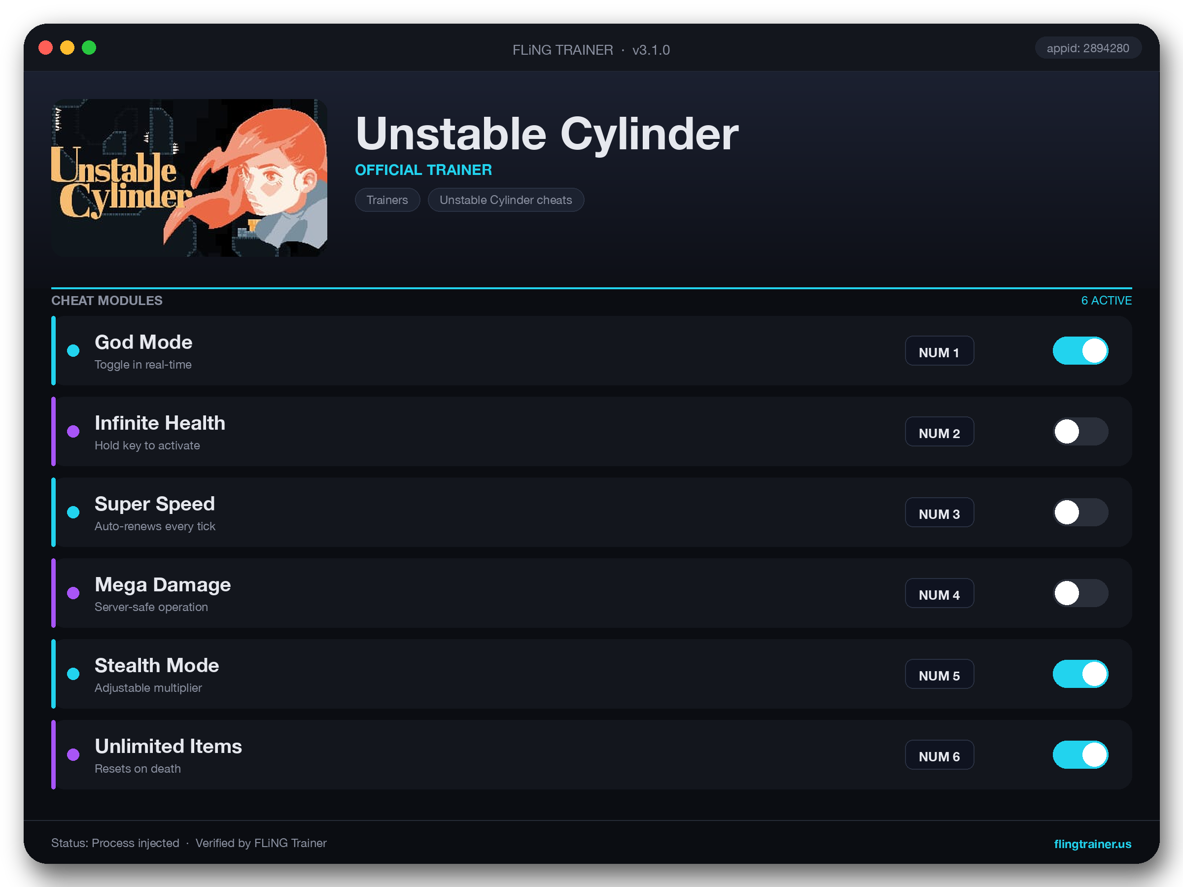 Unstable Cylinder Trainer interface