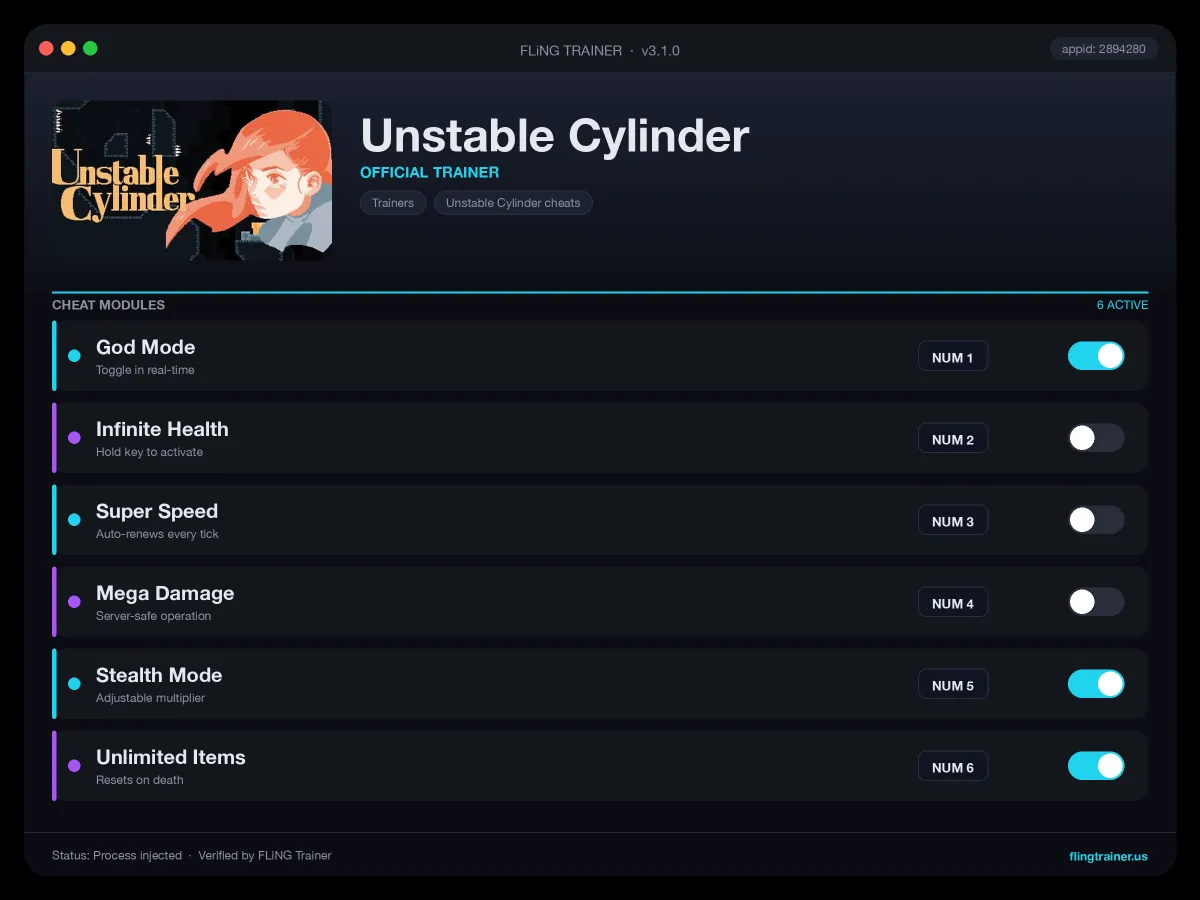 Unstable Cylinder Trainer interface