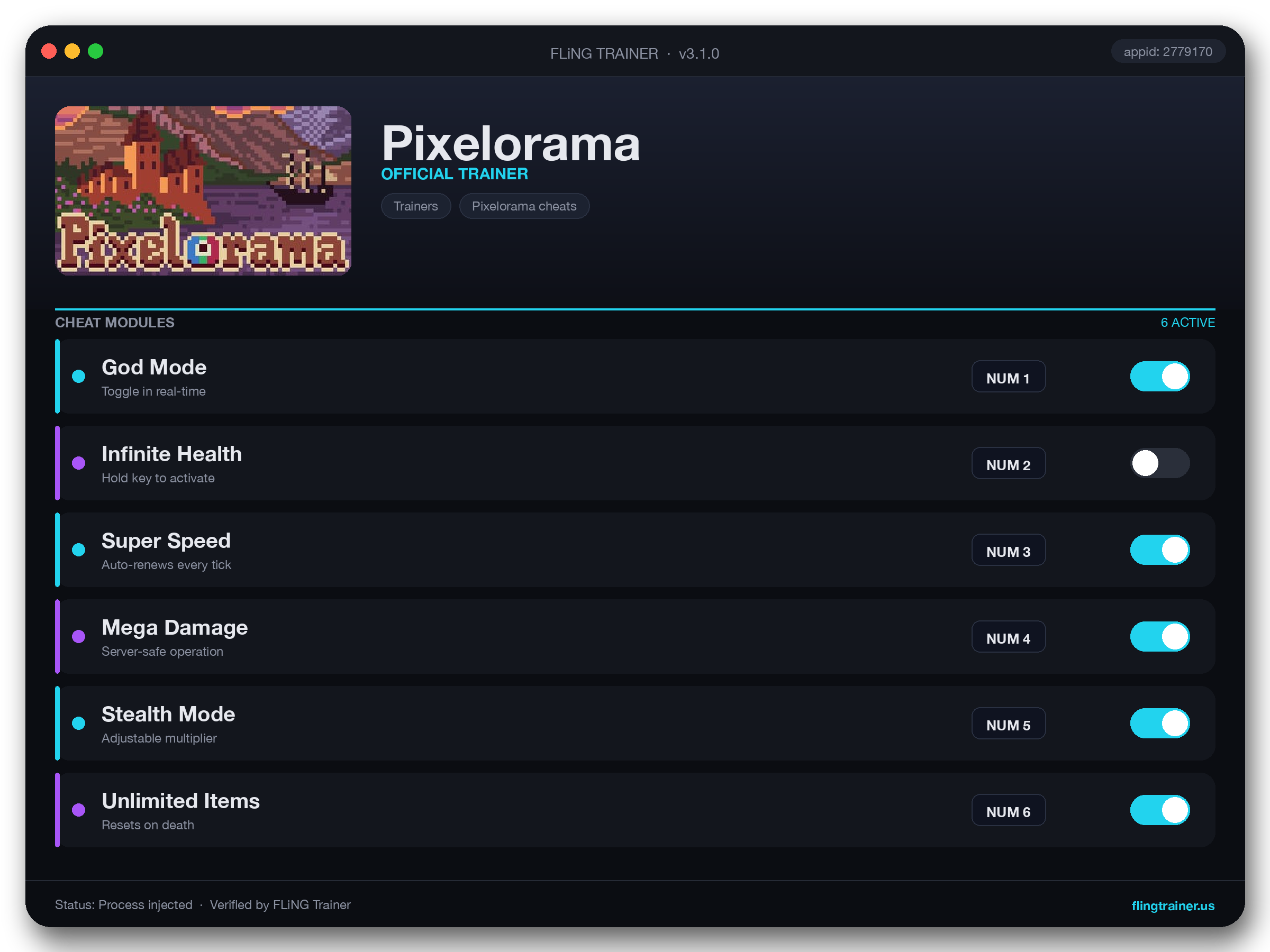 Pixelorama Trainer interface