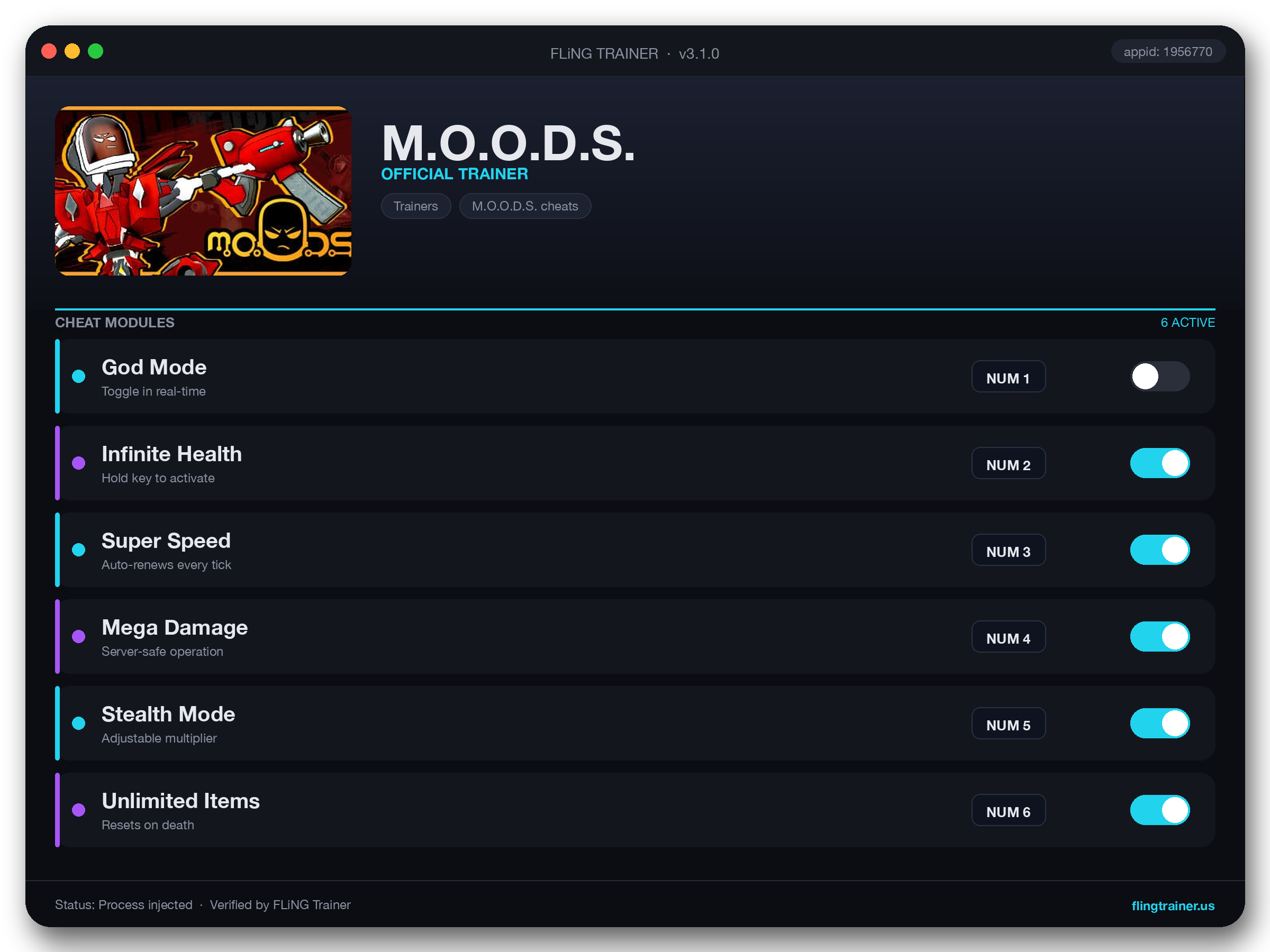 M.O.O.D.S. Trainer interface