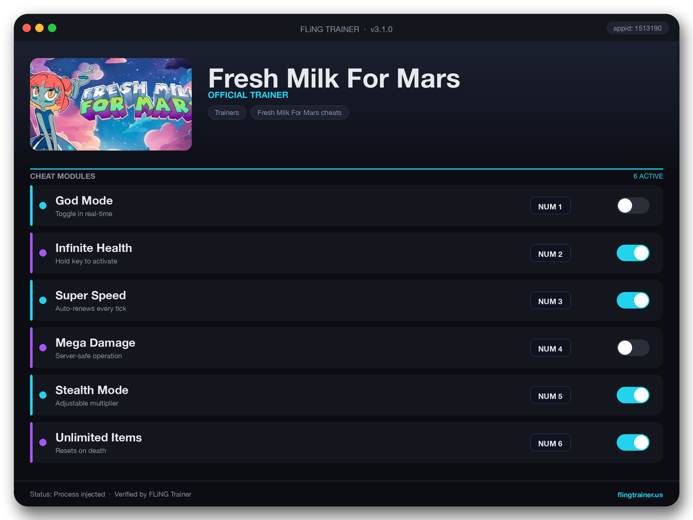Fresh Milk For Mars Trainer interface