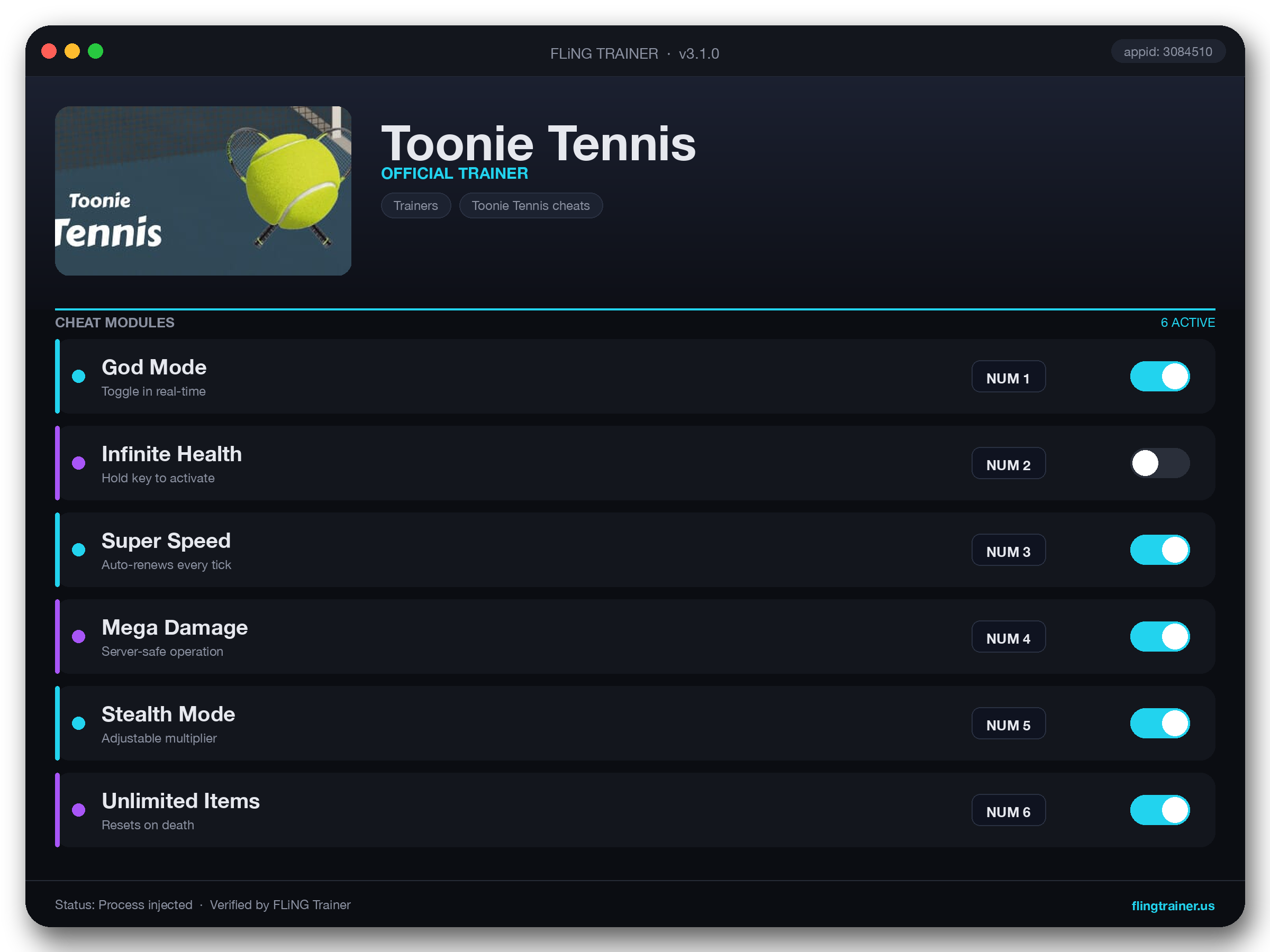 Toonie Tennis Trainer interface
