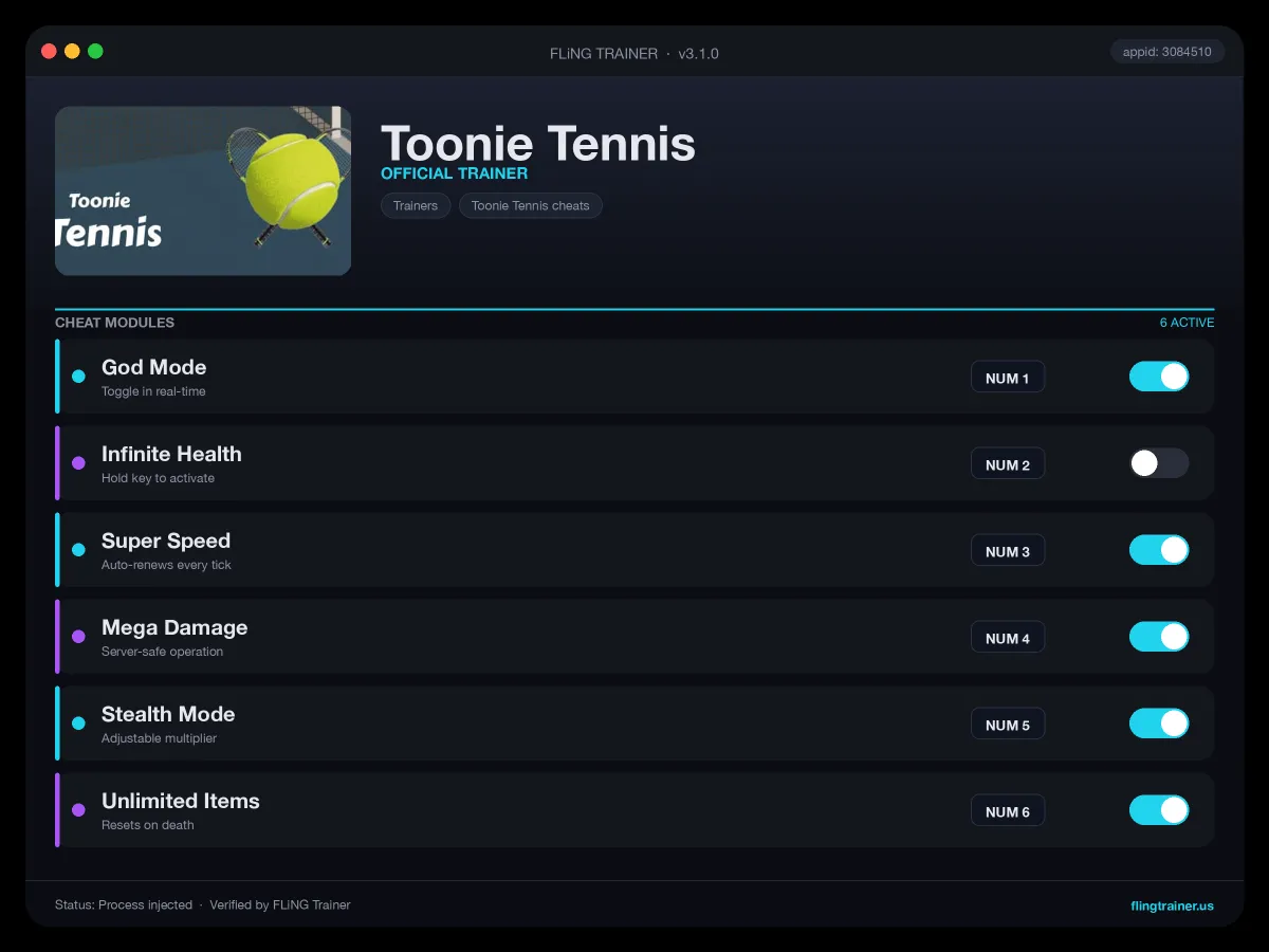 Toonie Tennis Trainer interface