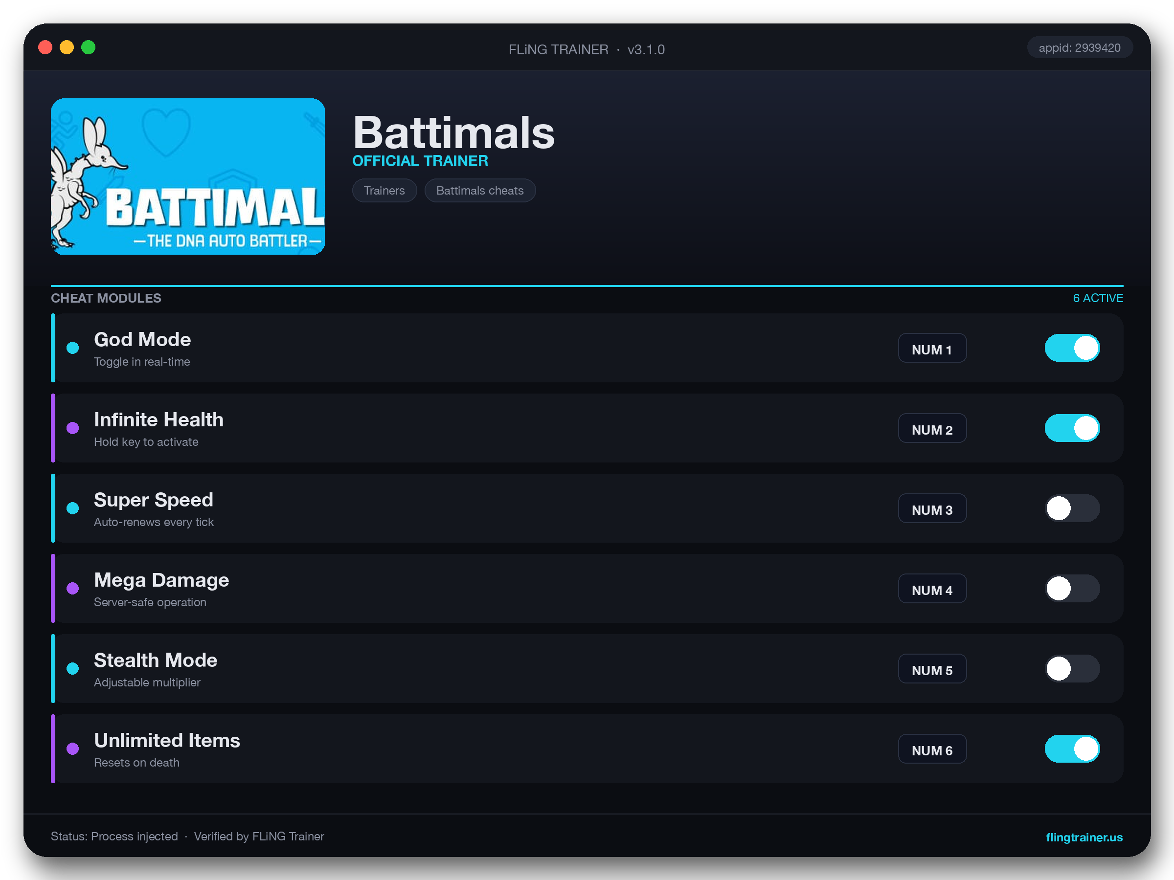 Battimals Trainer interface