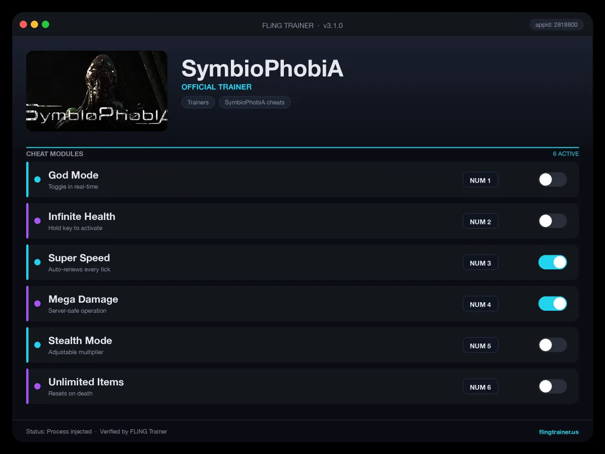SymbioPhobiA Trainer interface