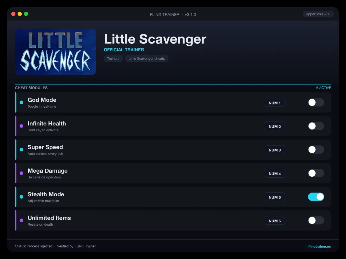 Little Scavenger Trainer interface