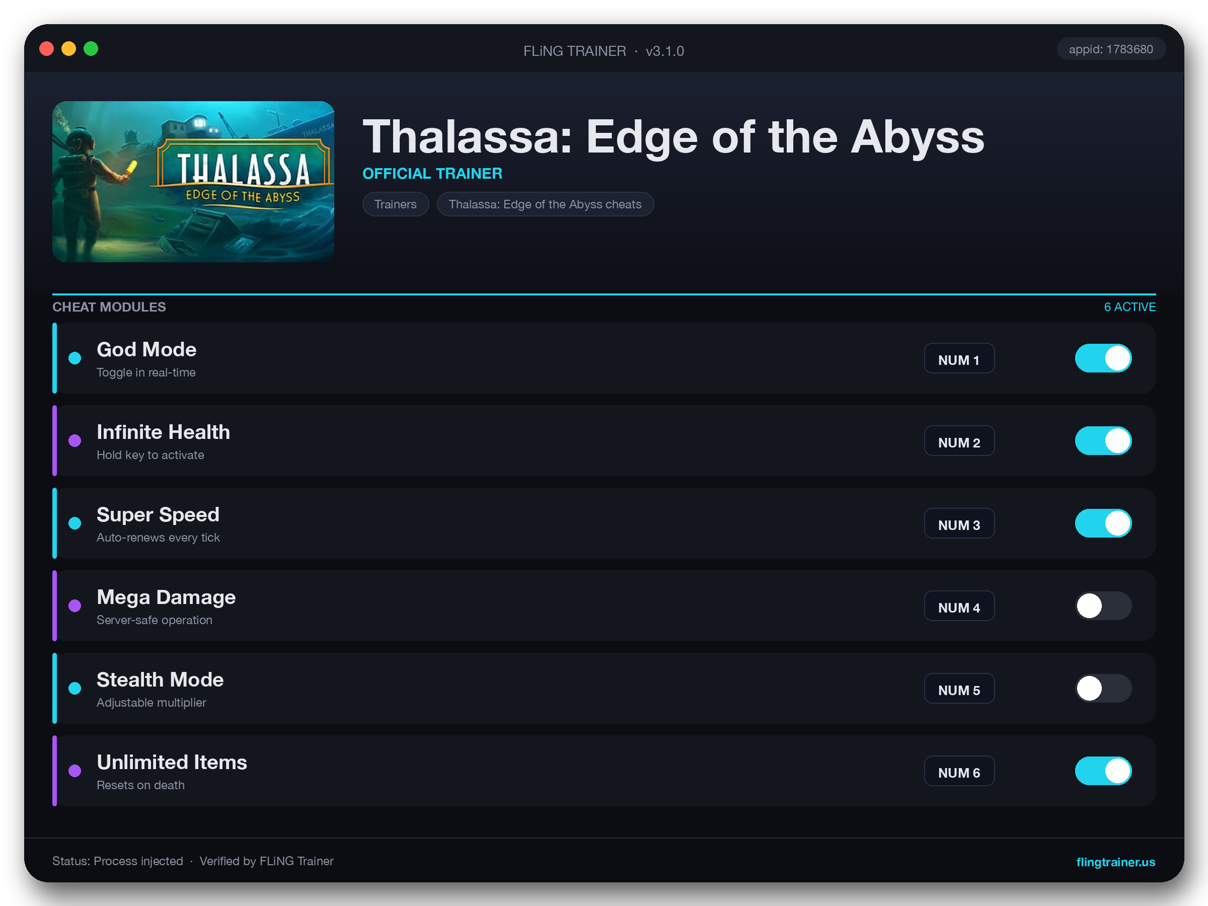 Thalassa: Edge of the Abyss Trainer interface