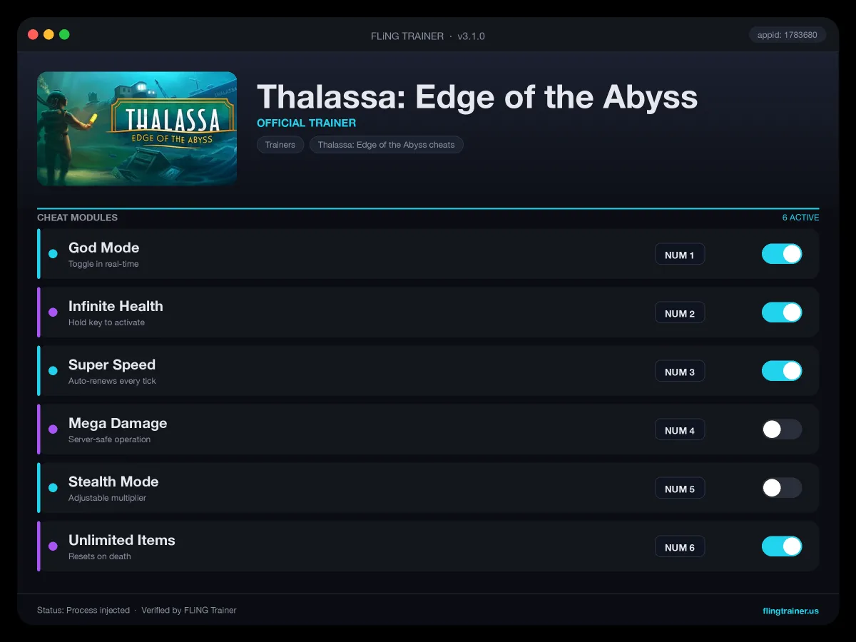 Thalassa: Edge of the Abyss Trainer interface