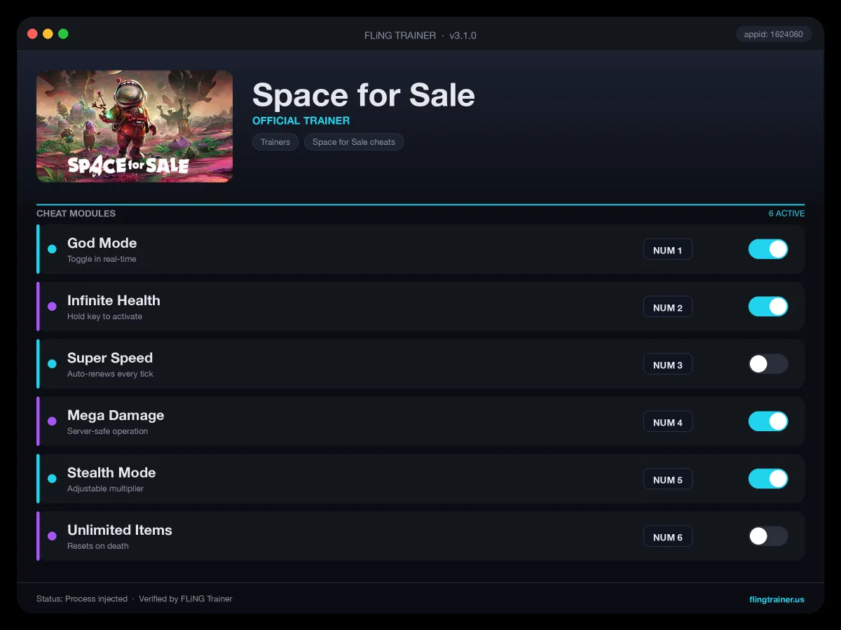 Space for Sale Trainer interface