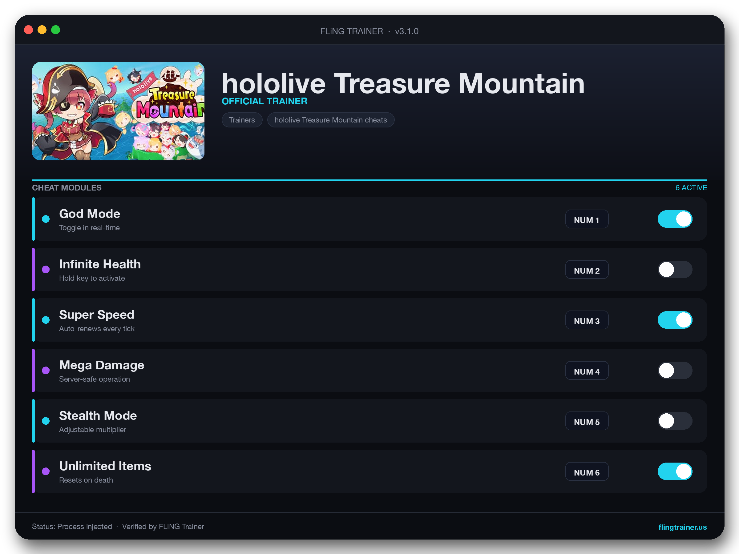 hololive Treasure Mountain Trainer interface