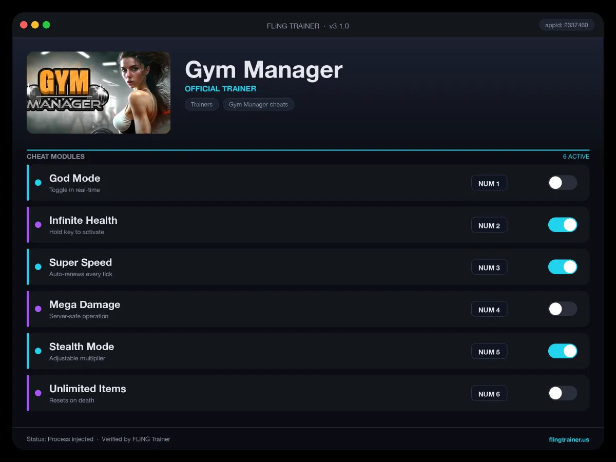 Gym Manager Trainer interface