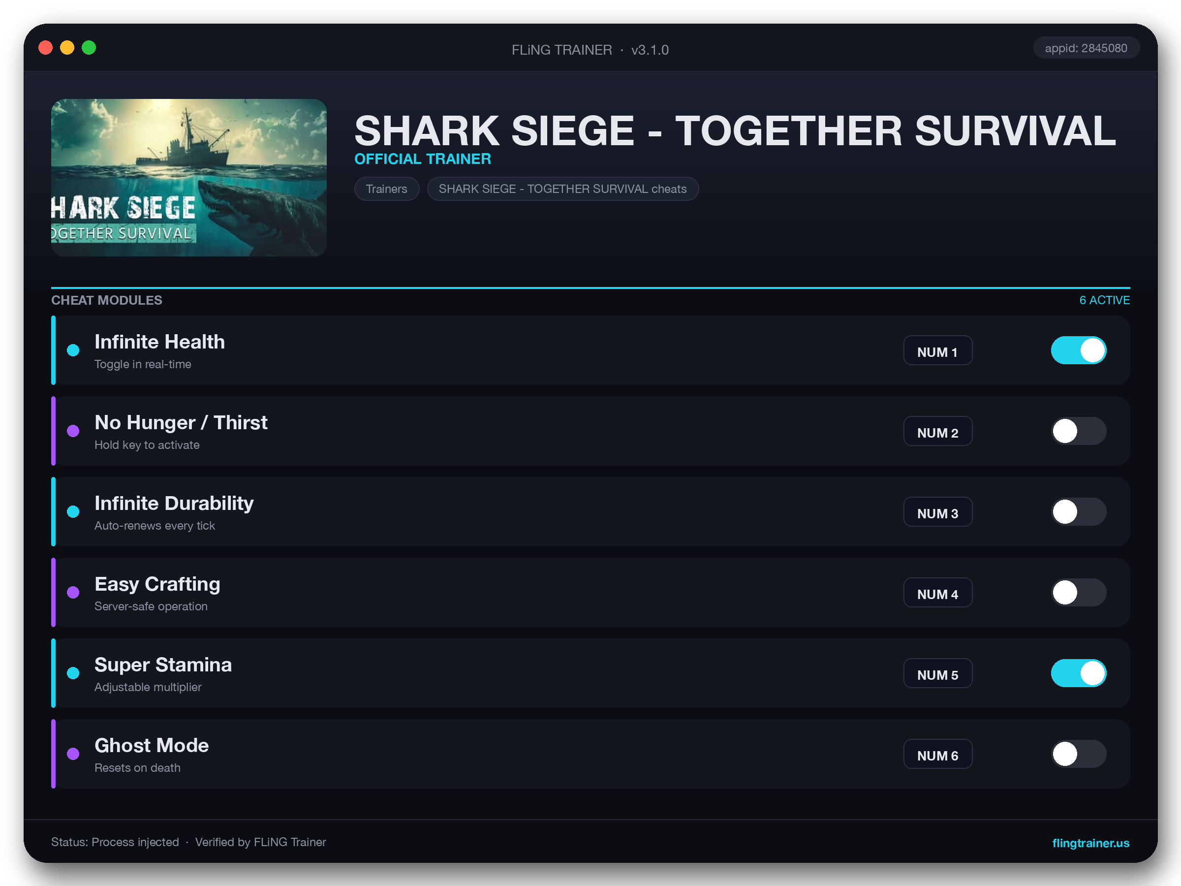SHARK SIEGE - TOGETHER SURVIVAL Trainer interface