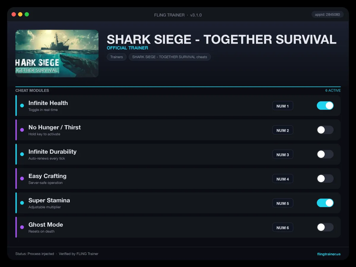 SHARK SIEGE - TOGETHER SURVIVAL Trainer interface