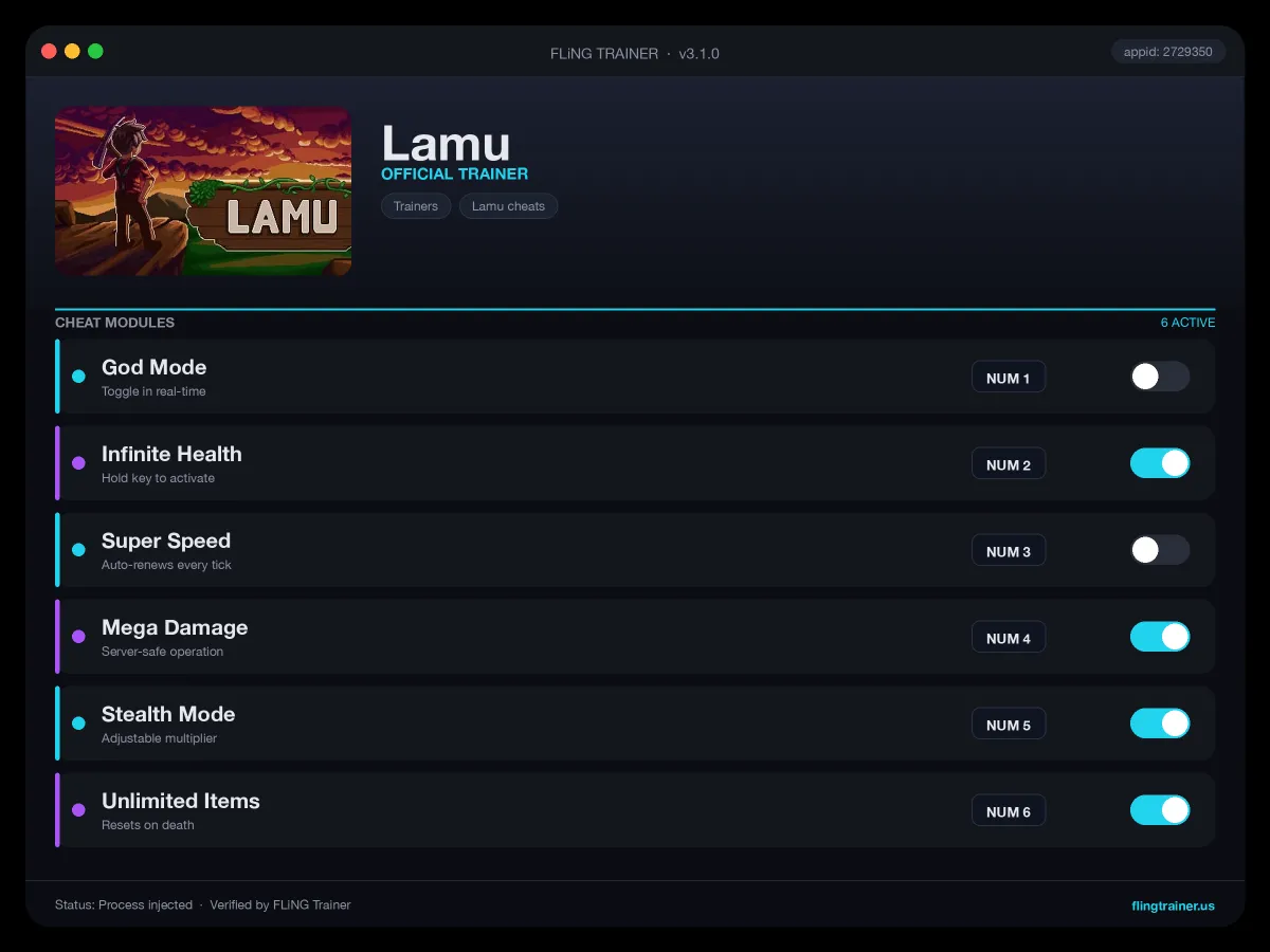 Lamu Trainer interface