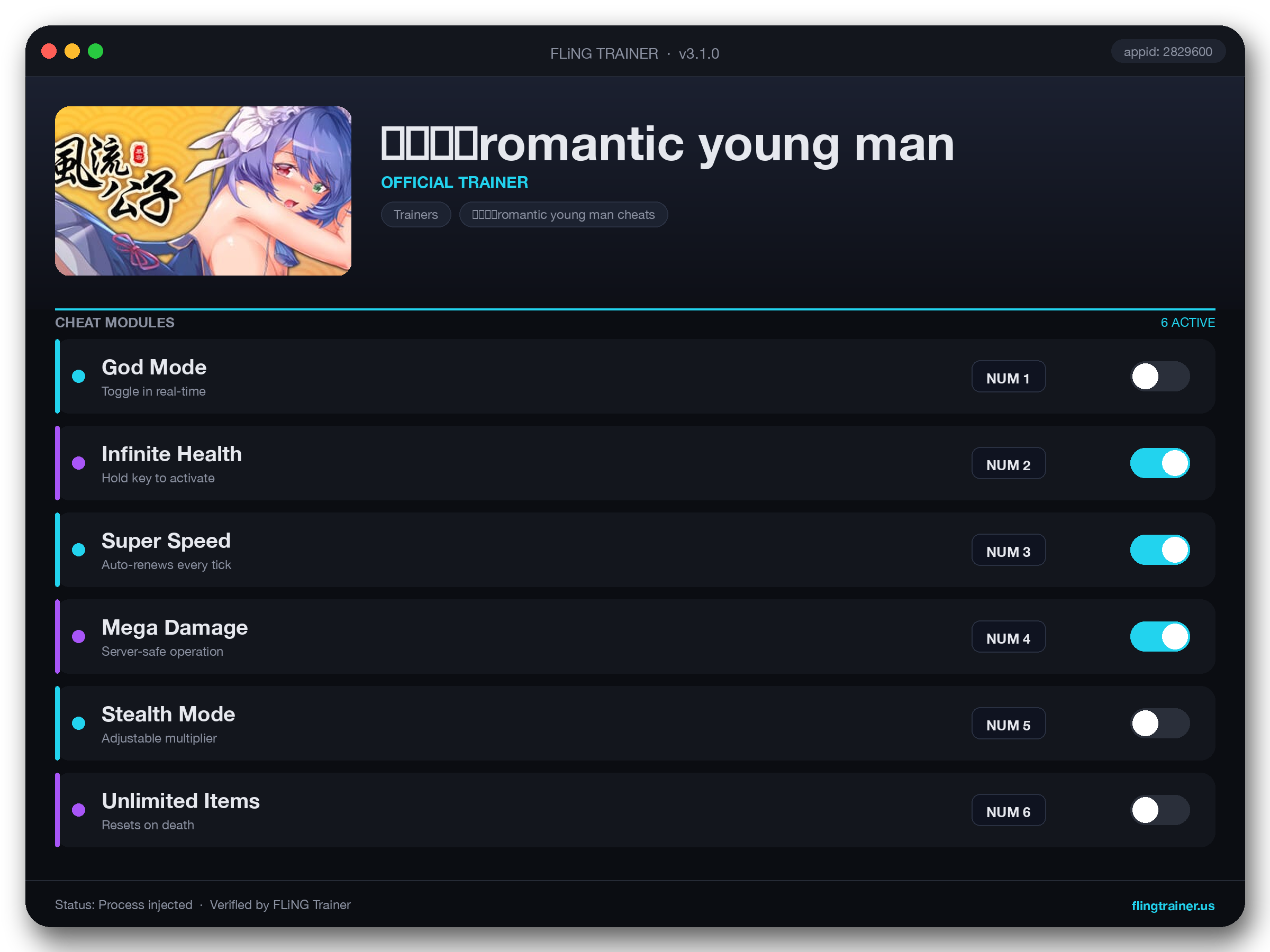 风流公子romantic young man Trainer interface