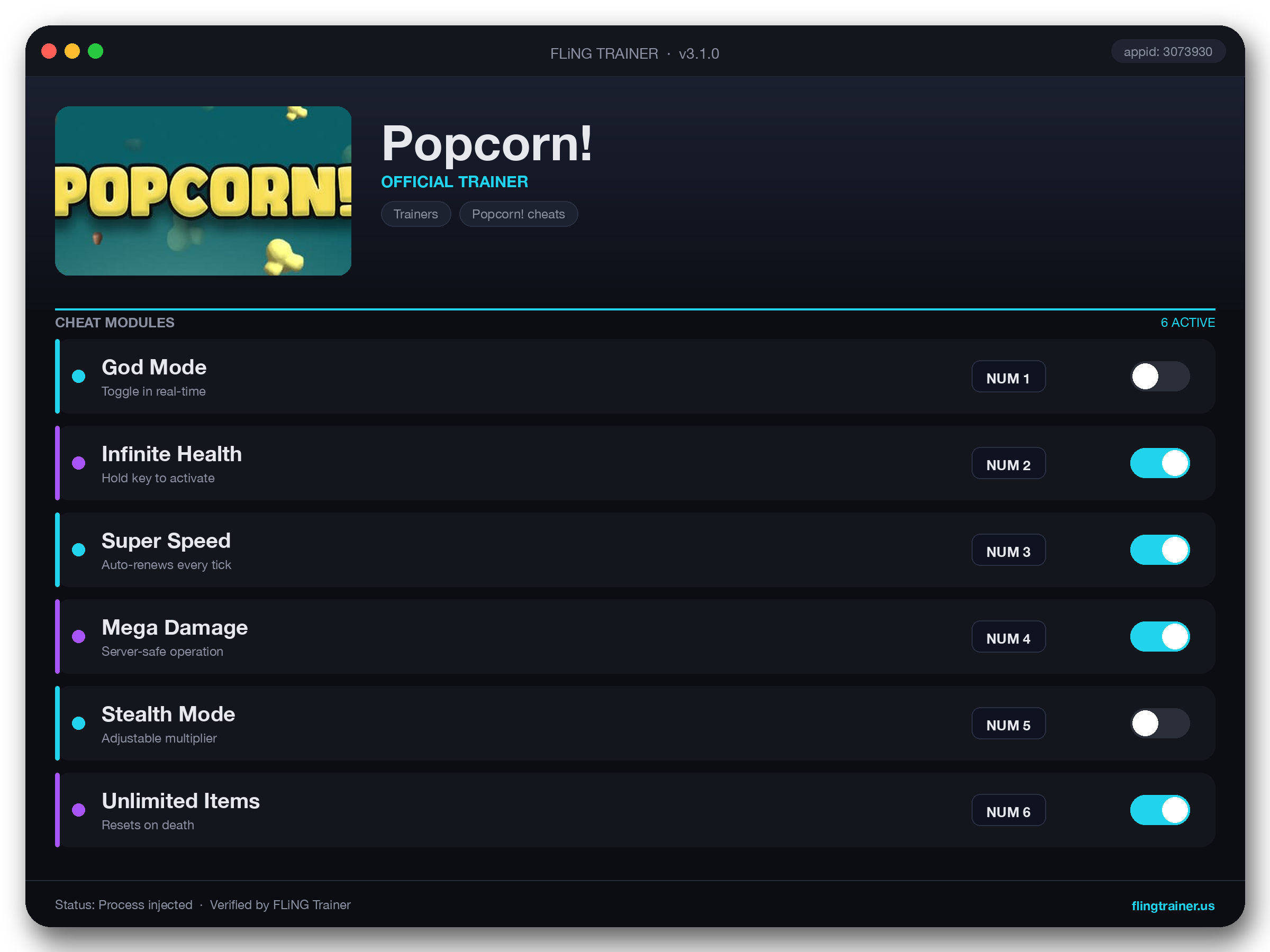 Popcorn! Trainer interface