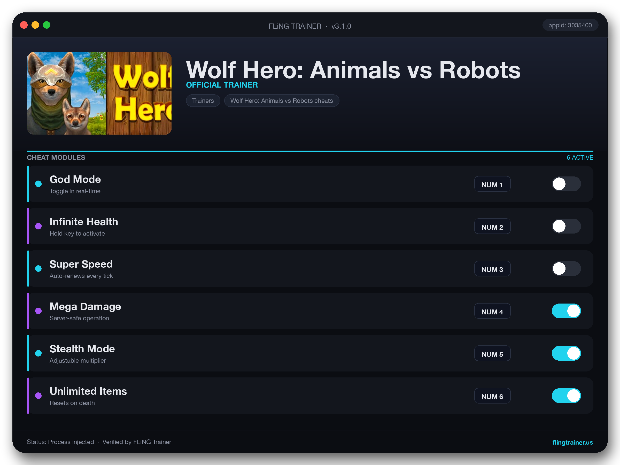 Wolf Hero: Animals vs Robots Trainer interface
