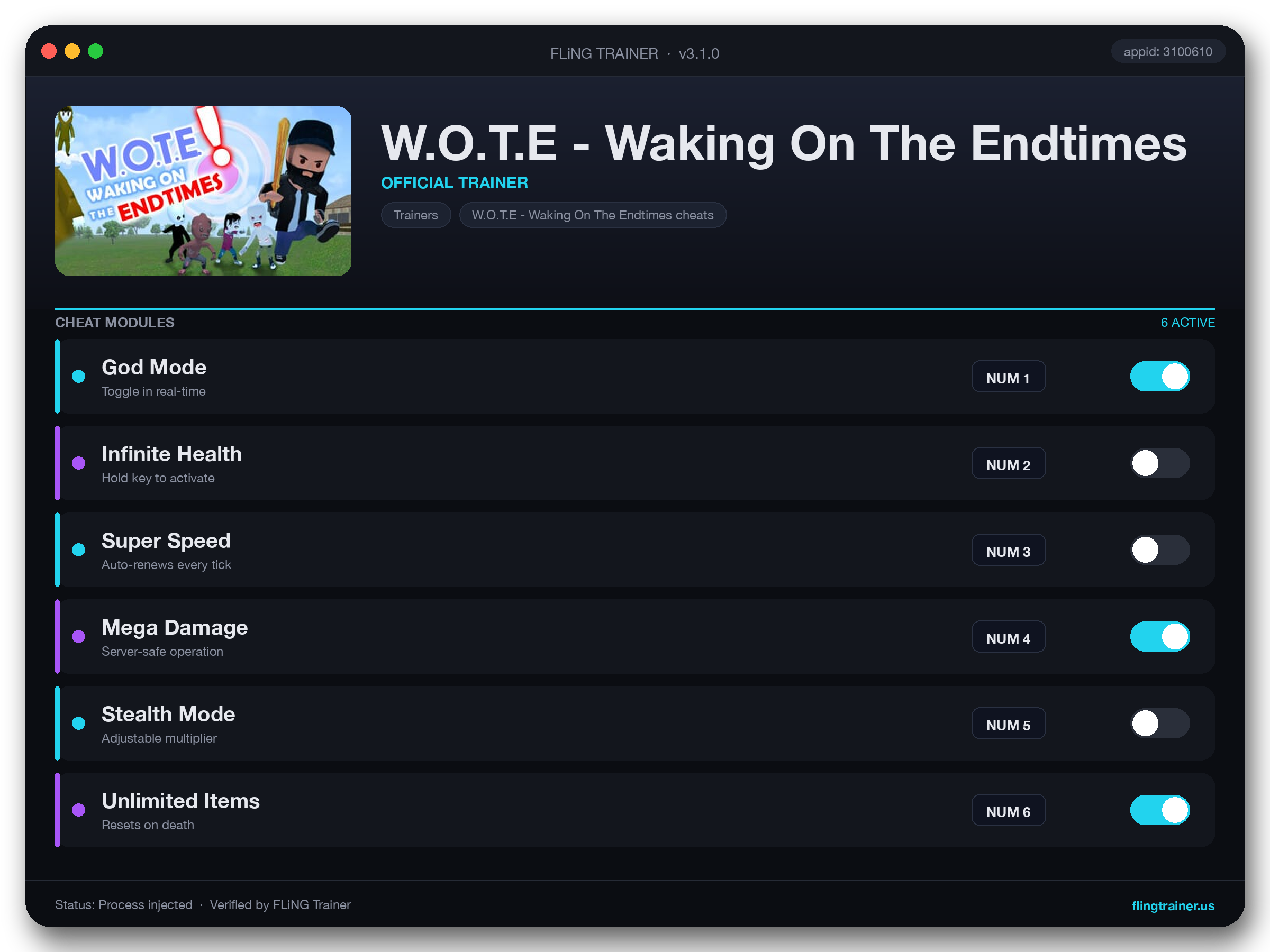 W.O.T.E - Waking On The Endtimes Trainer interface