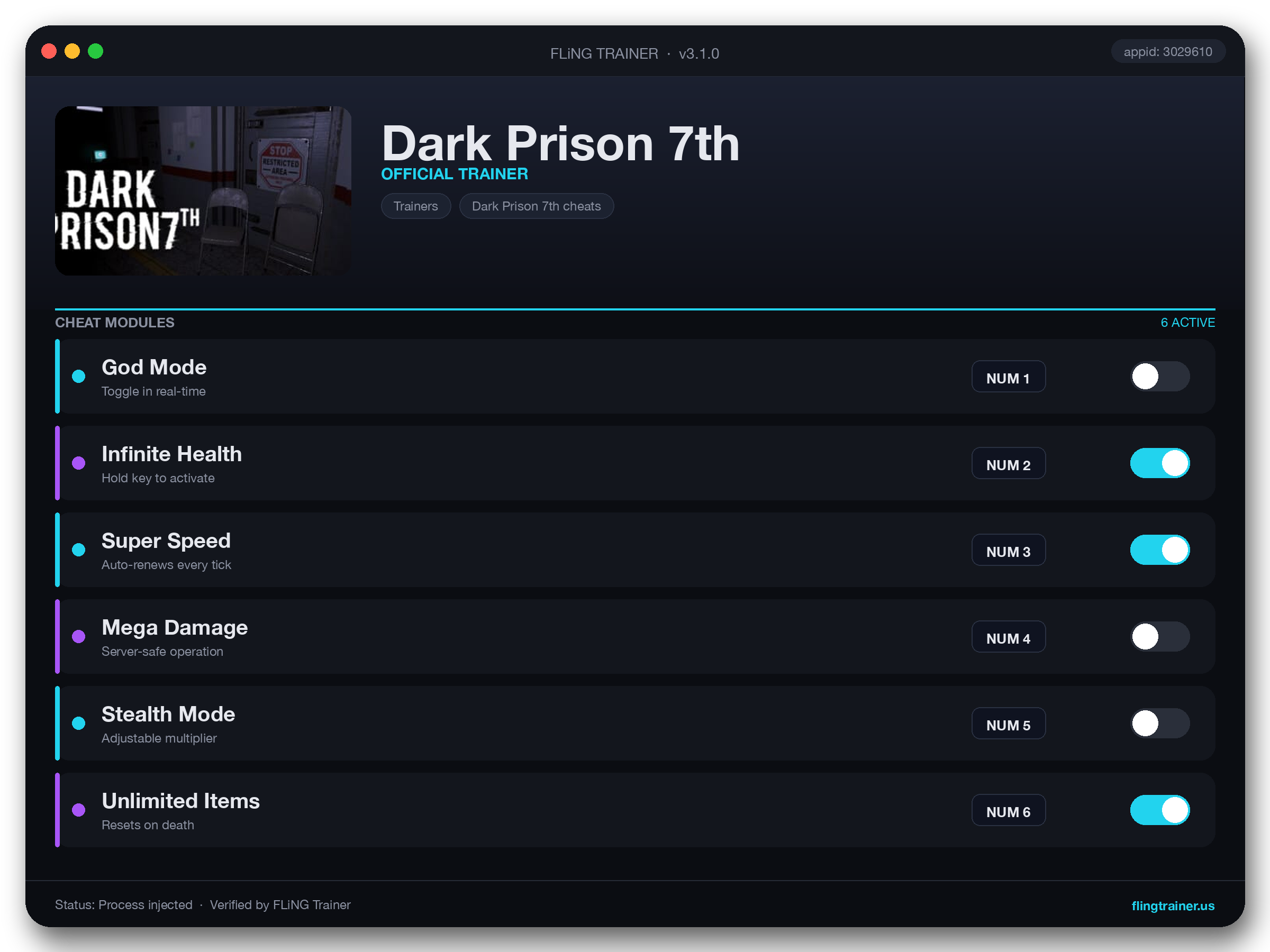 Dark Prison 7th Trainer interface