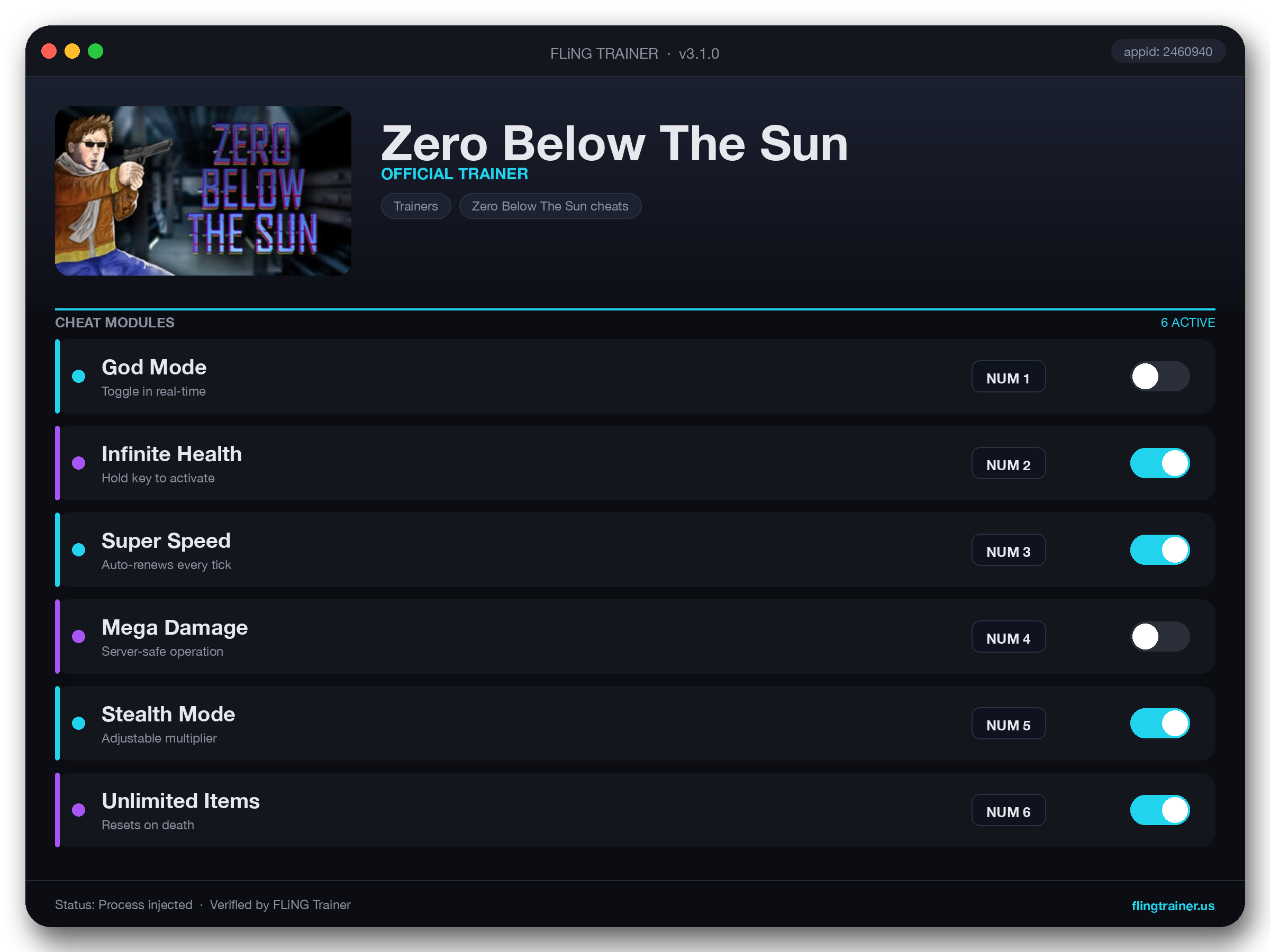 Zero Below The Sun Trainer interface