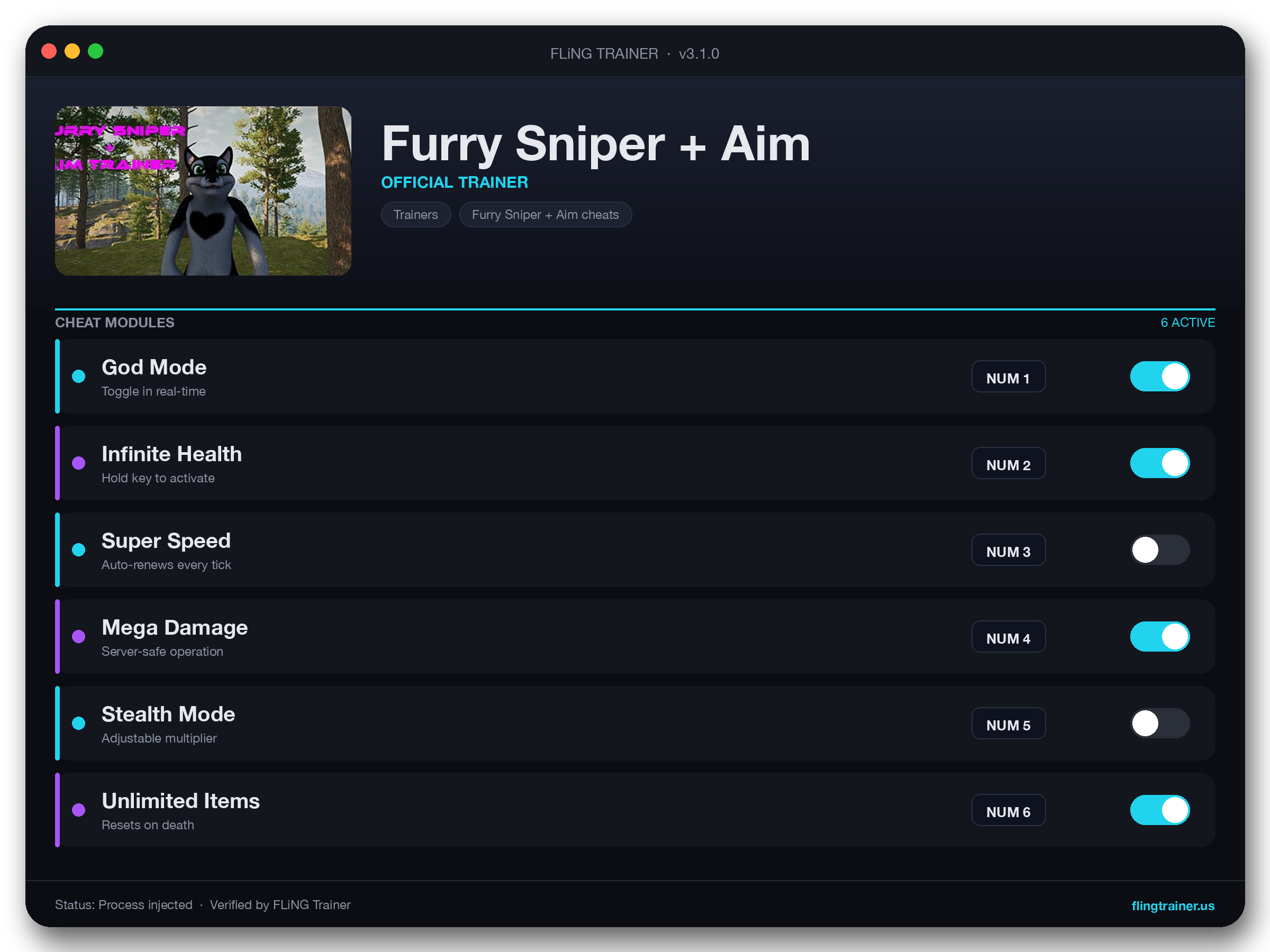 Furry Sniper + Aim Trainer Trainer interface