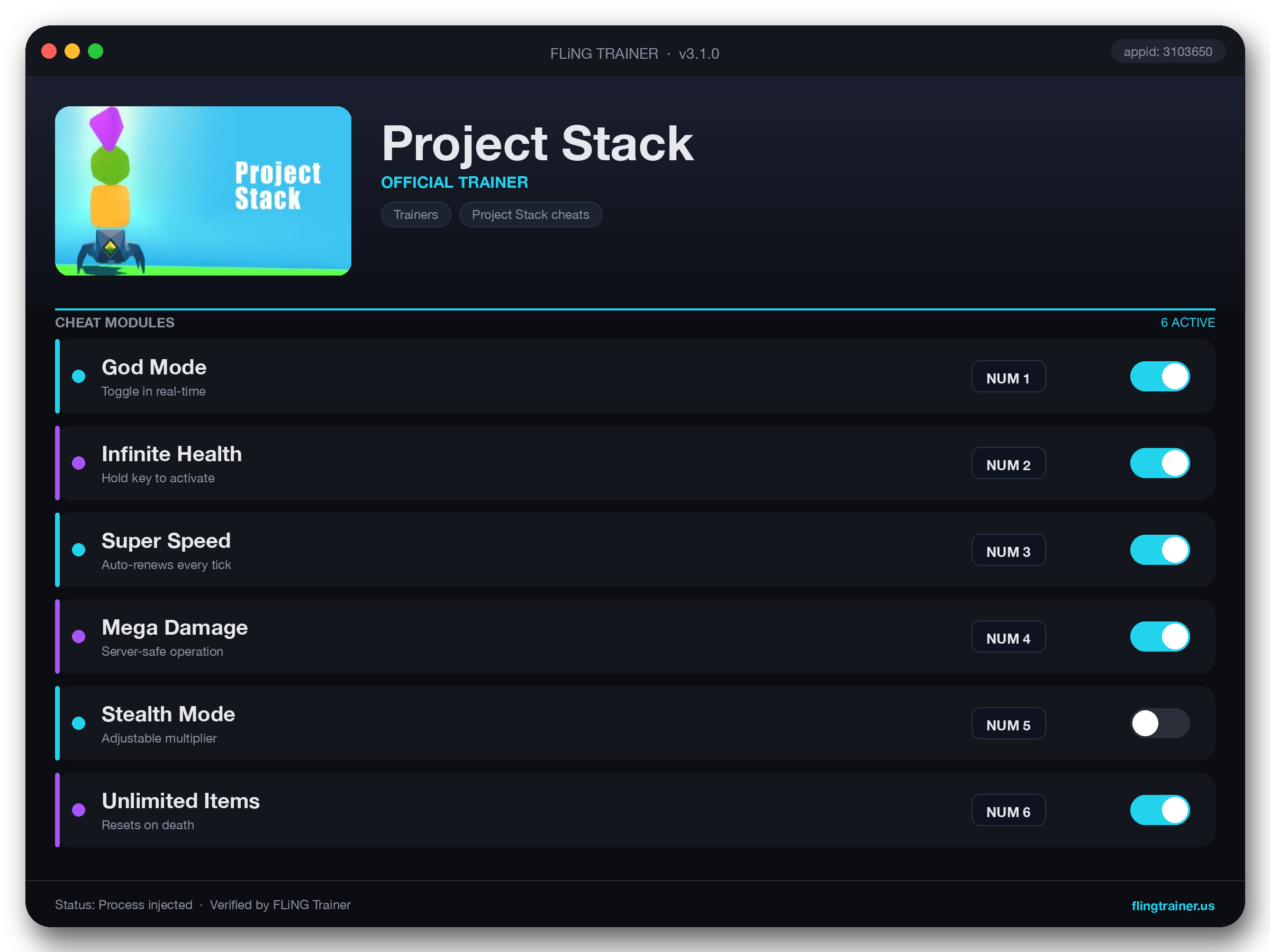 Project Stack Trainer interface