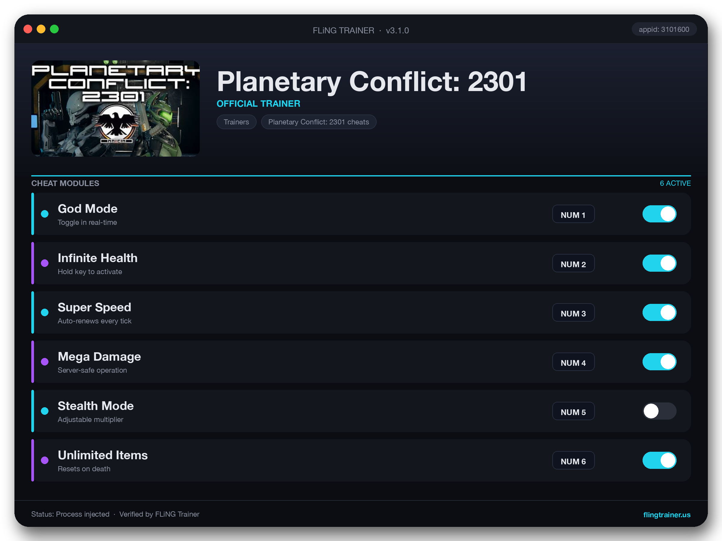 Planetary Conflict: 2301 Trainer interface