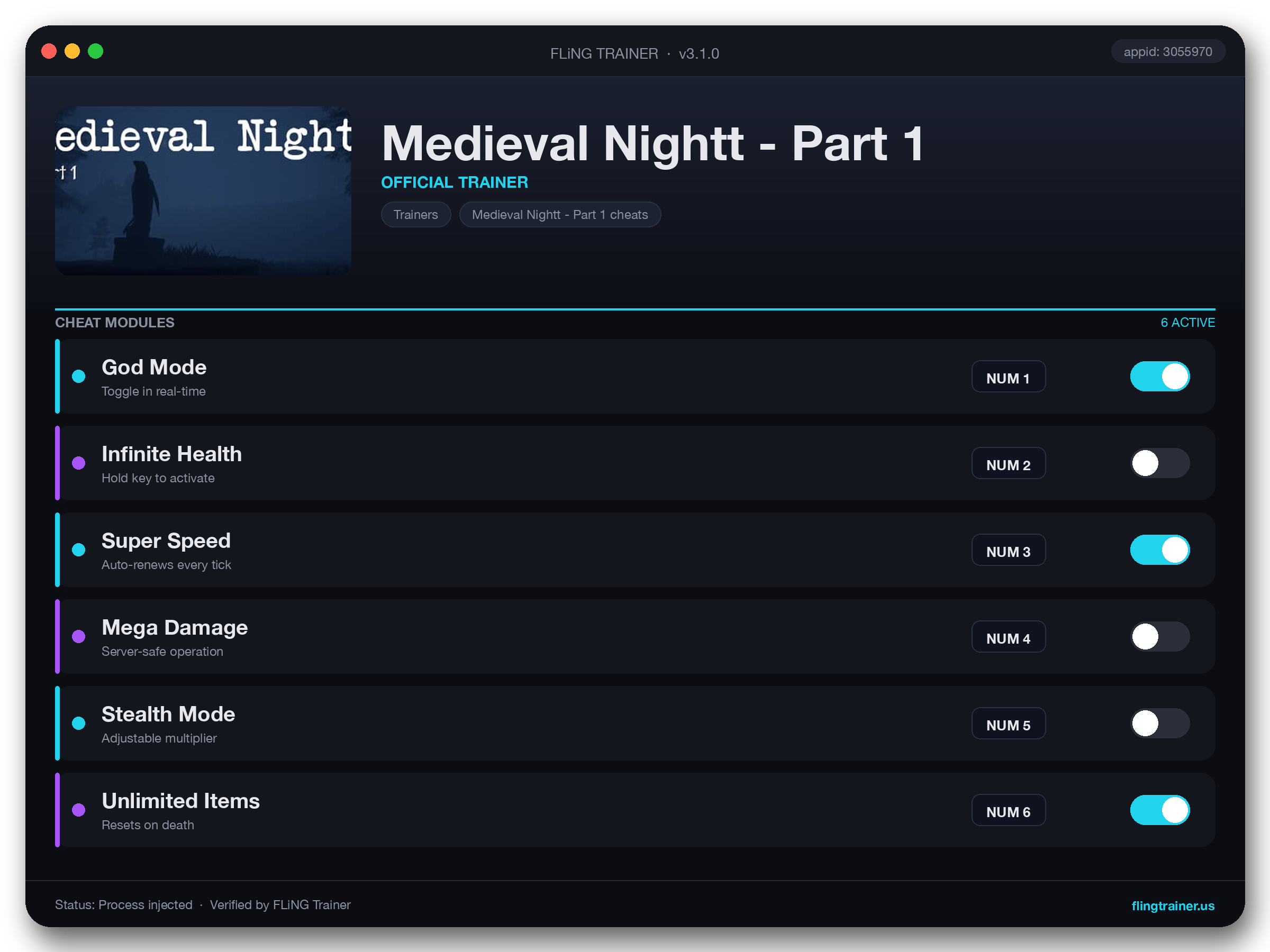Medieval Nightt - Part 1 Trainer interface