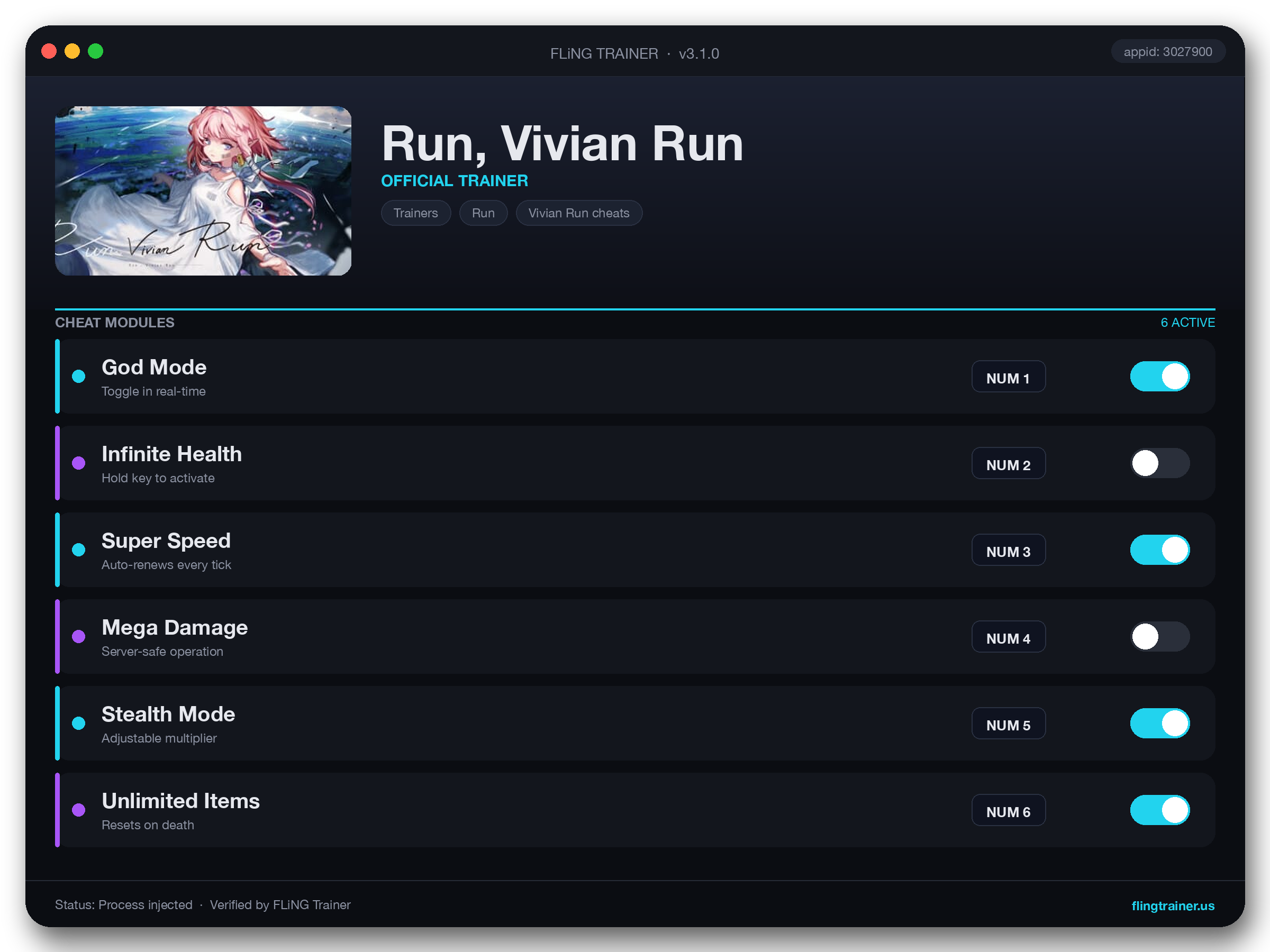 Run, Vivian Run Trainer interface