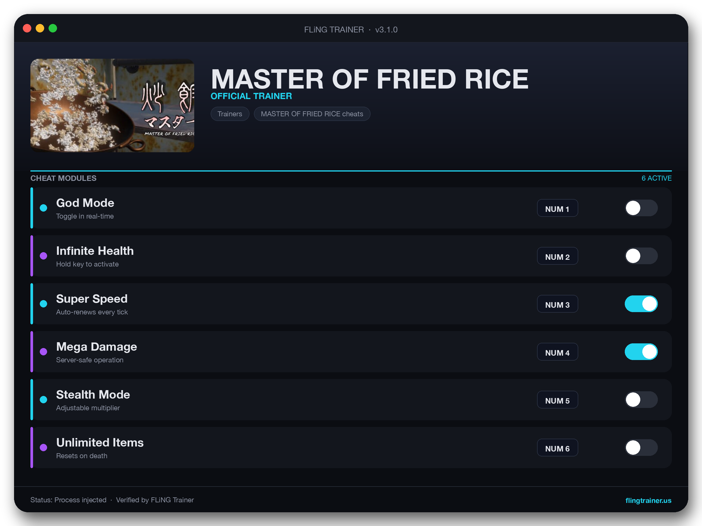 MASTER OF FRIED RICE Trainer interface