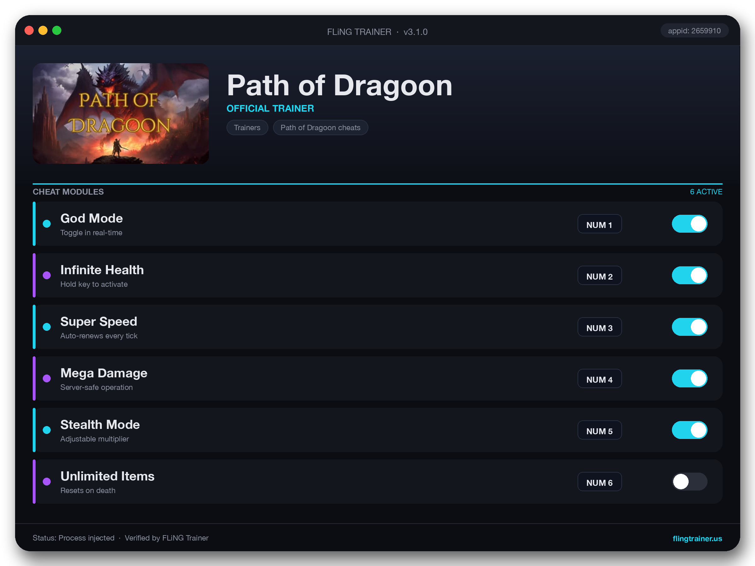 Path of Dragoon Trainer interface