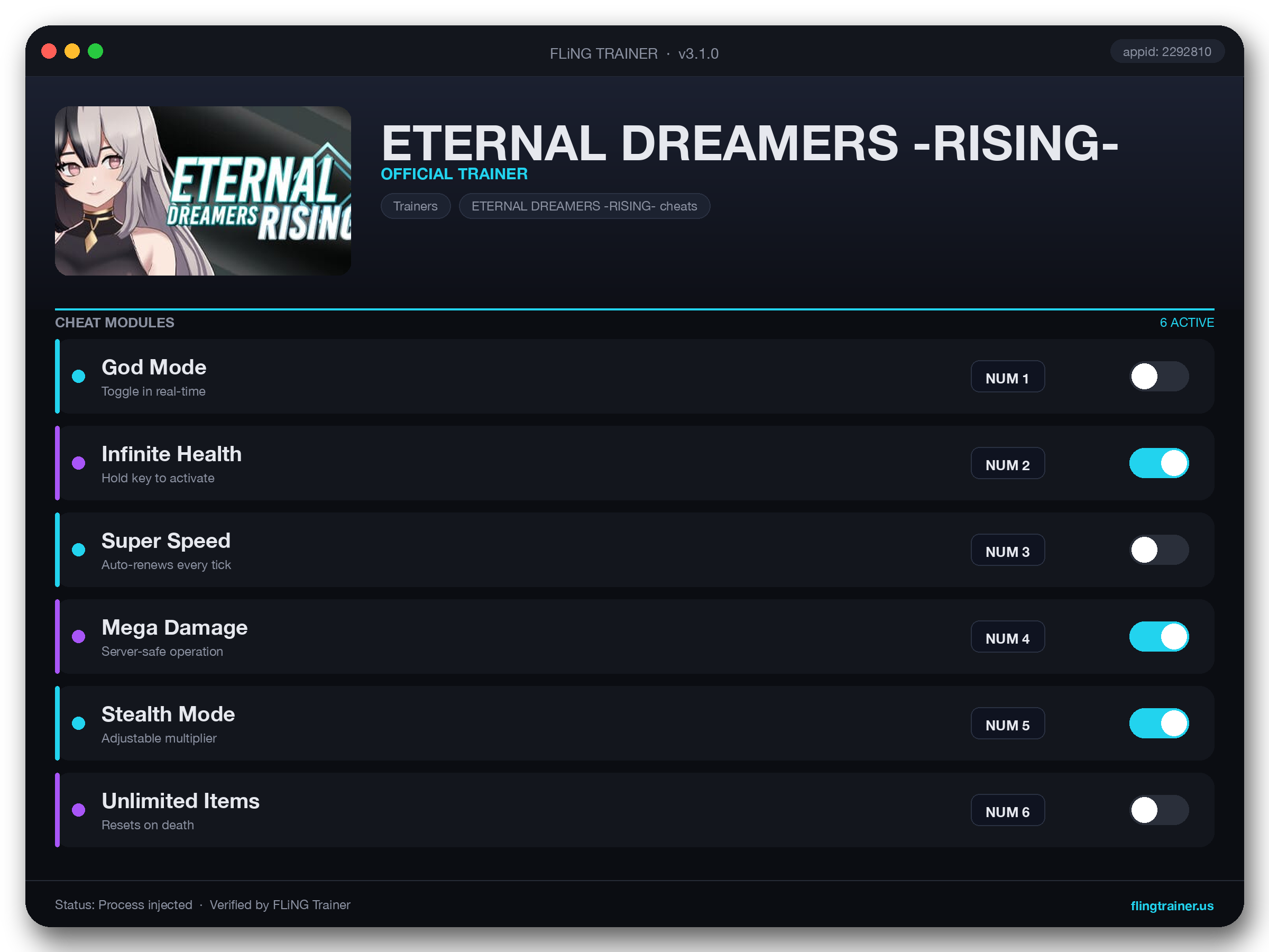 ETERNAL DREAMERS -RISING- Trainer interface