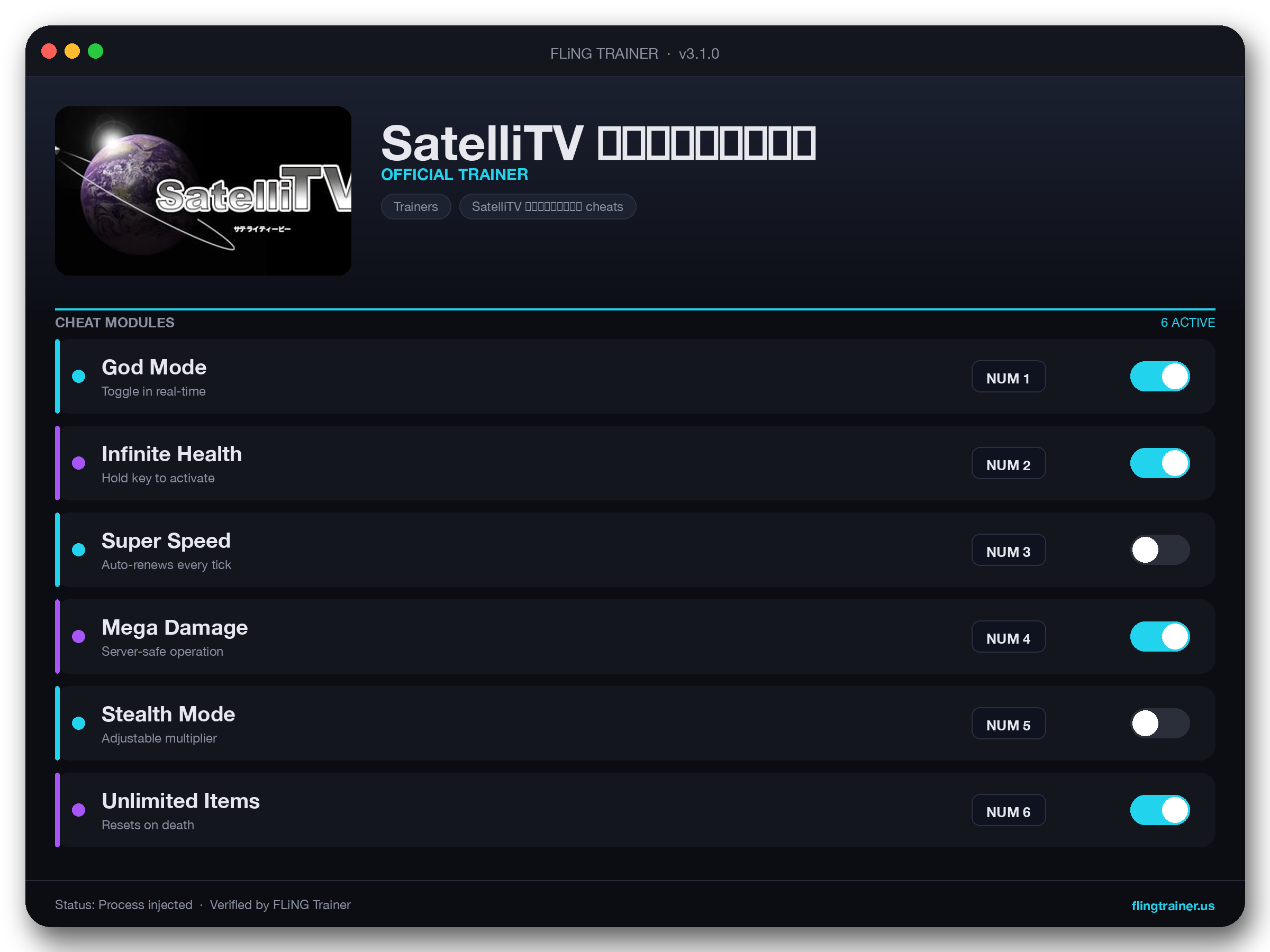 SatelliTV サテライティービー Trainer interface