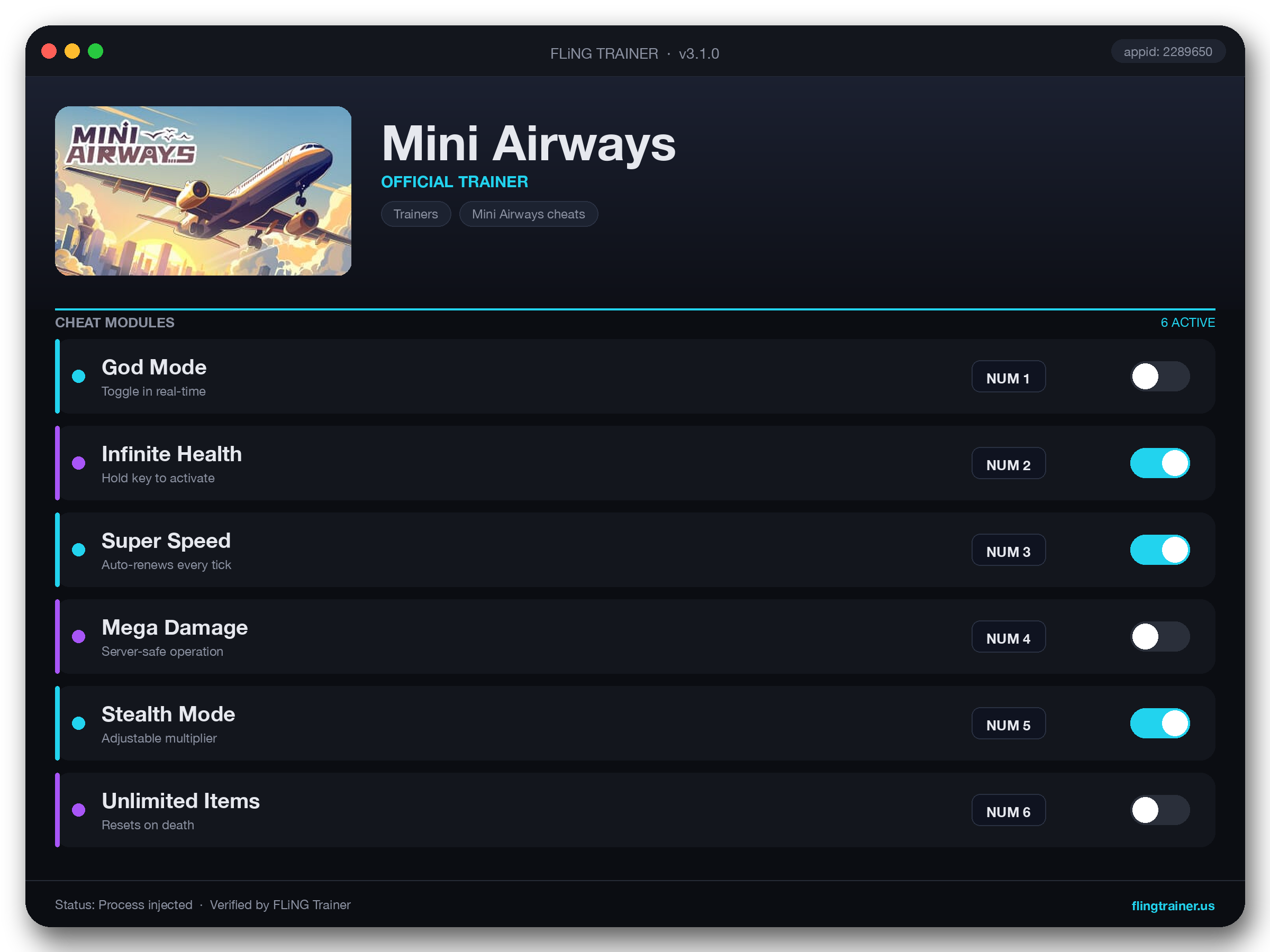 Mini Airways Trainer interface