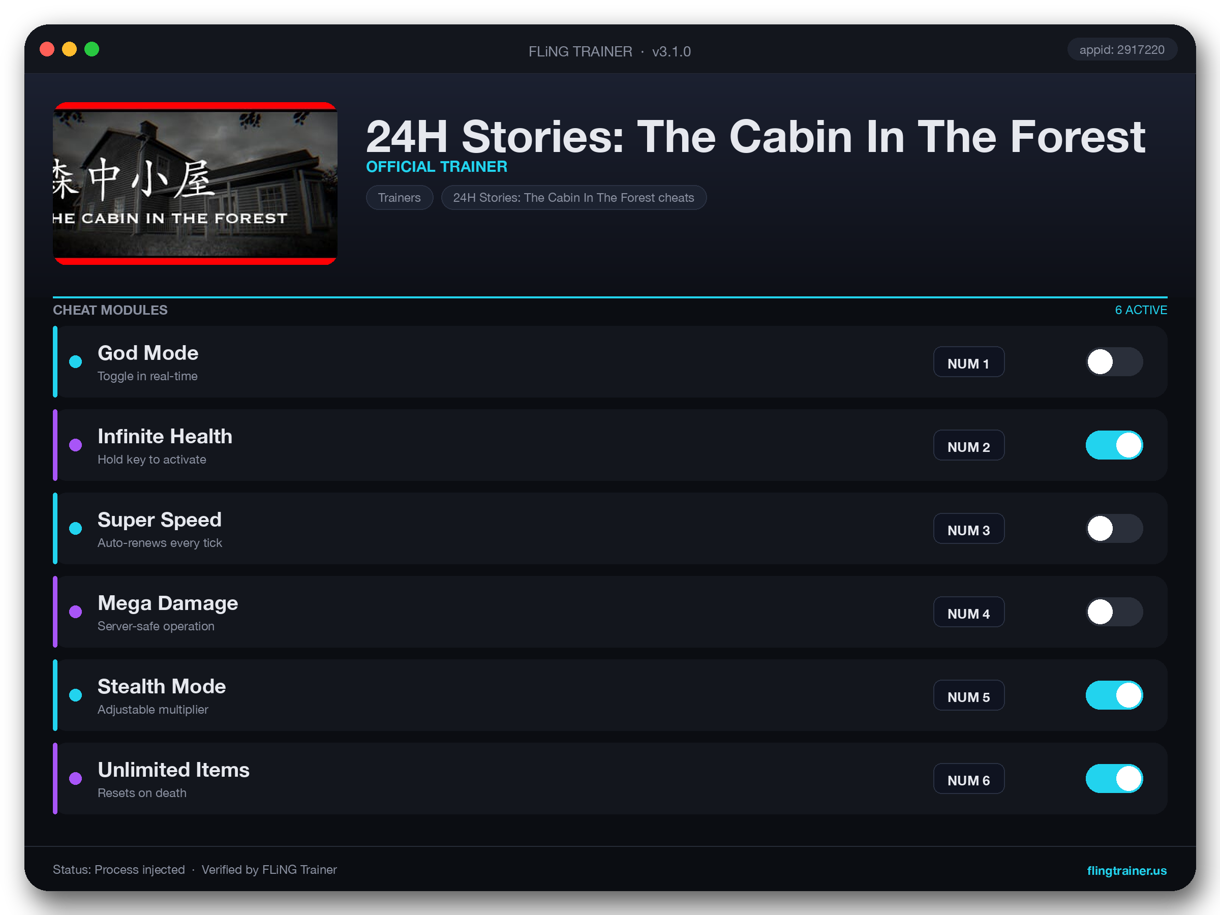 24H Stories: The Cabin In The Forest Trainer interface