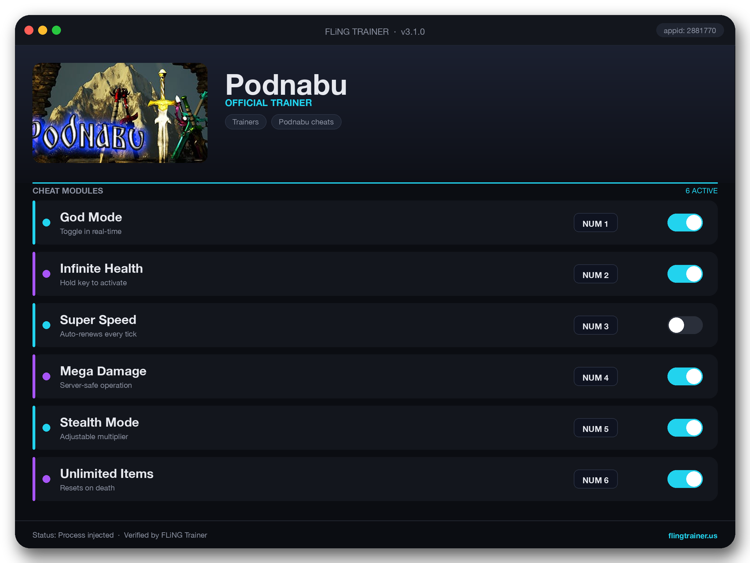 Podnabu Trainer interface